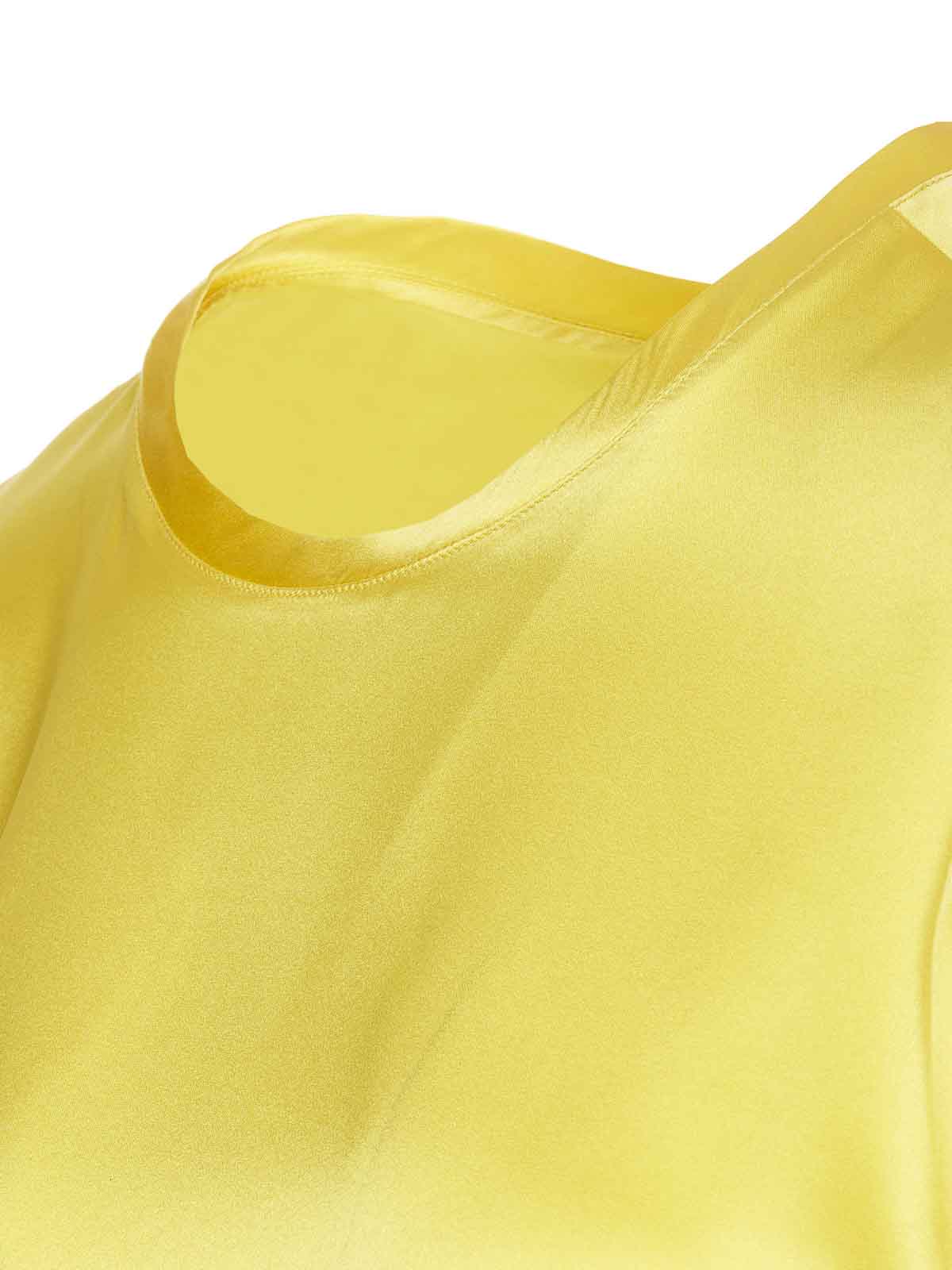 Shop Pinko Satin Stretch Top In Yellow