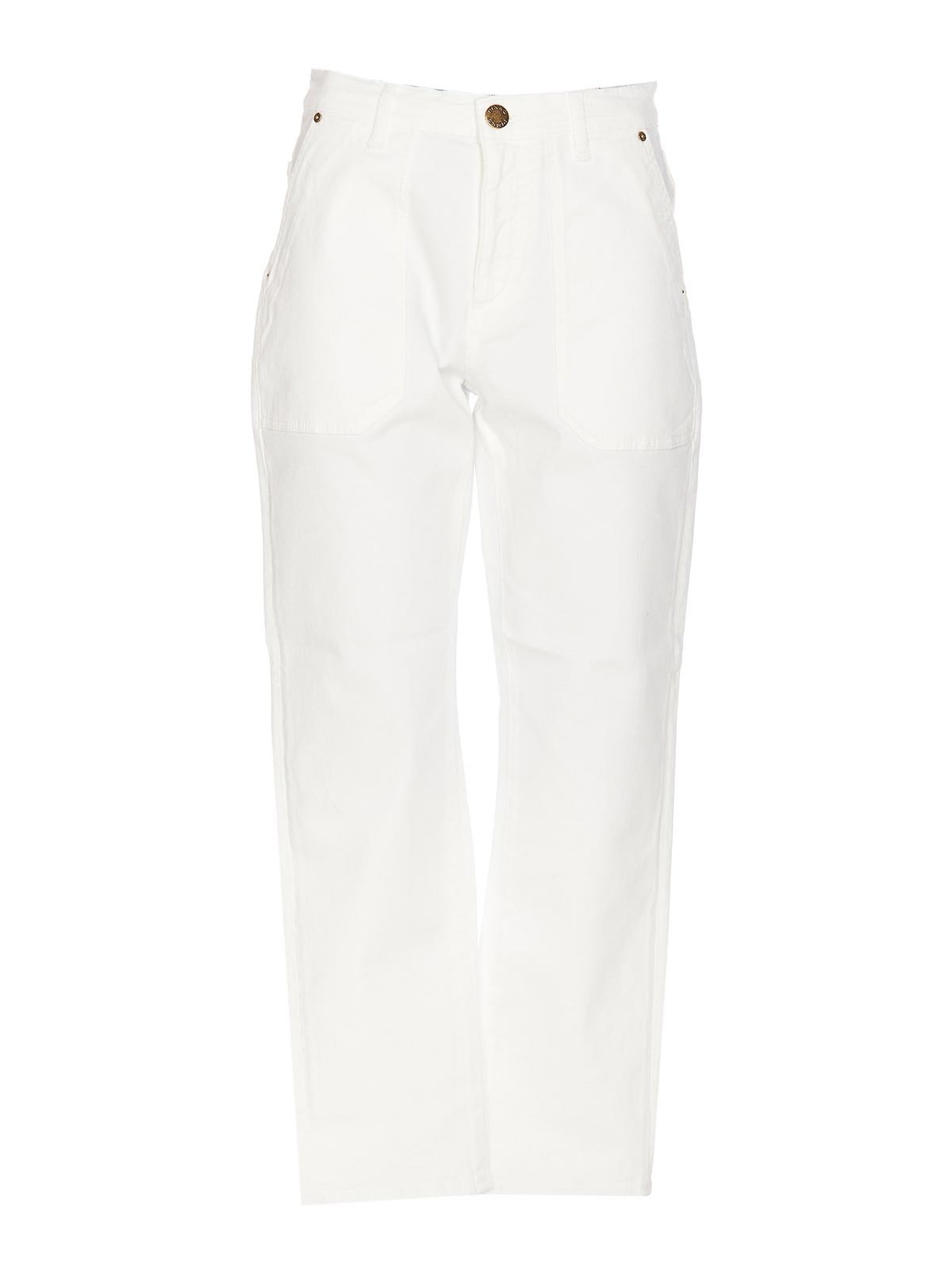 Shop Pinko White Cloe Jeans With Frontal Button