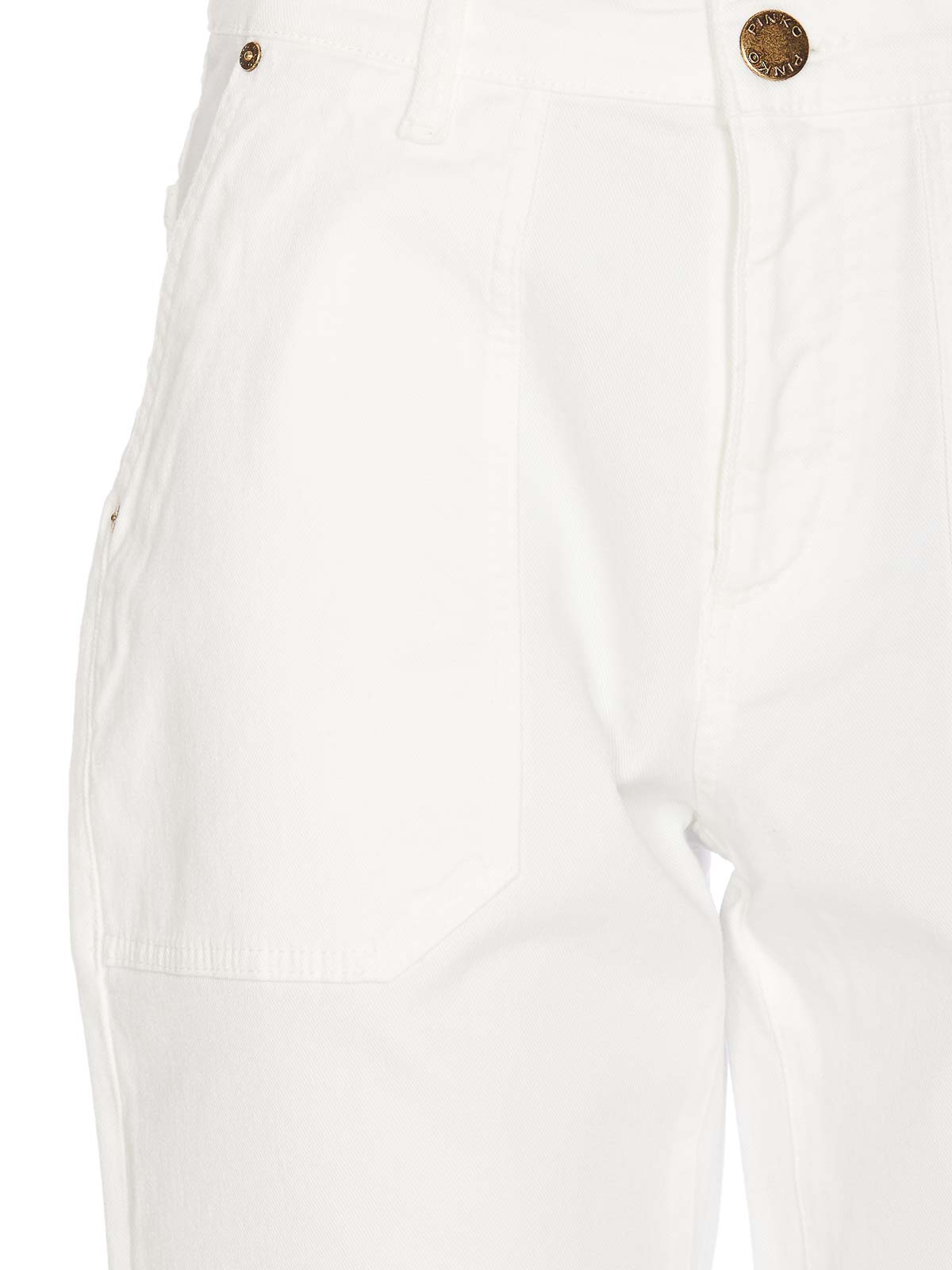 Shop Pinko White Cloe Jeans With Frontal Button