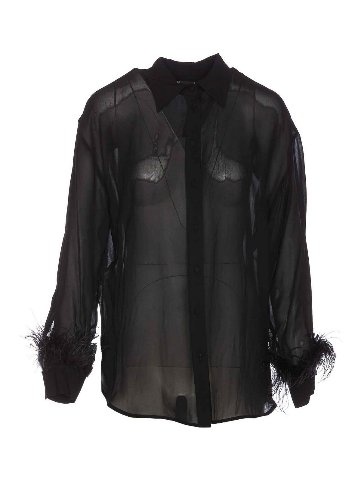 Shop Pinko Black Circe Shirt Transparent Effect