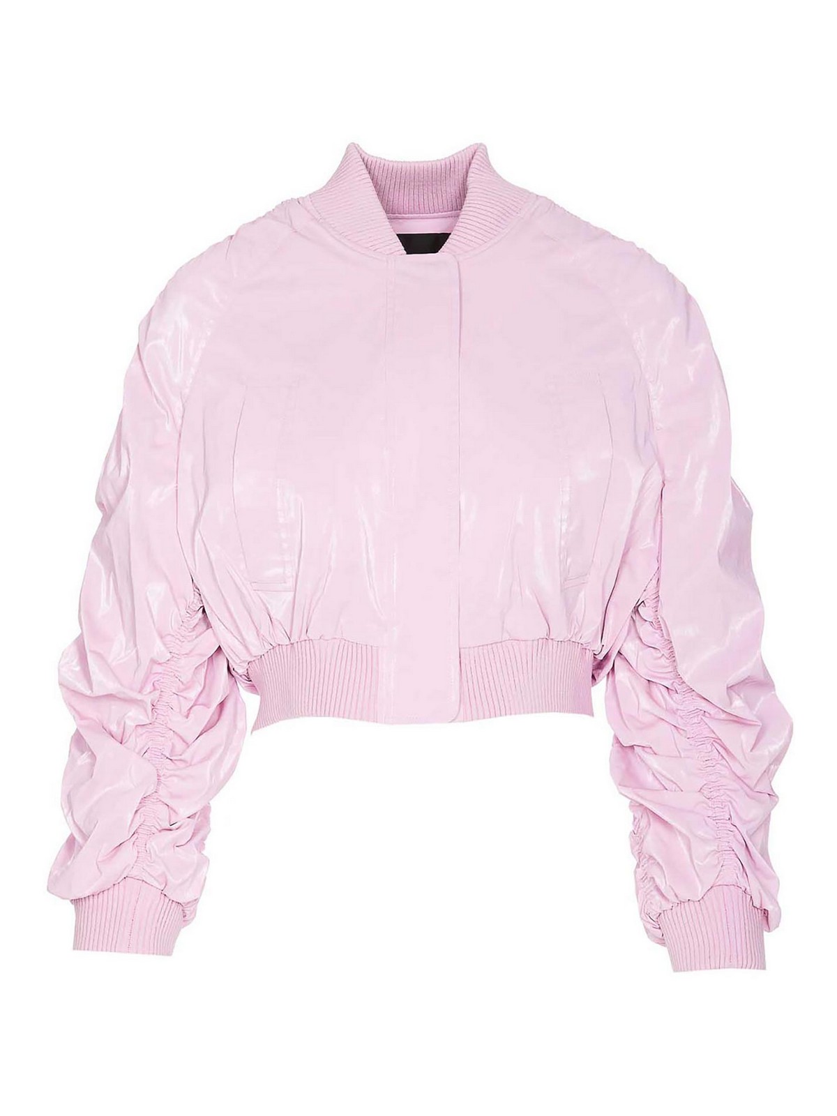 Shop Pinko Pink Bolbe Bomber With Frontal Zip In Nude & Neutrals