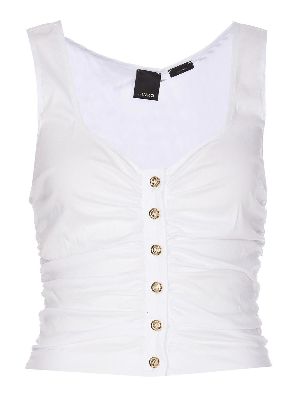 Shop Pinko Rouches Top In White