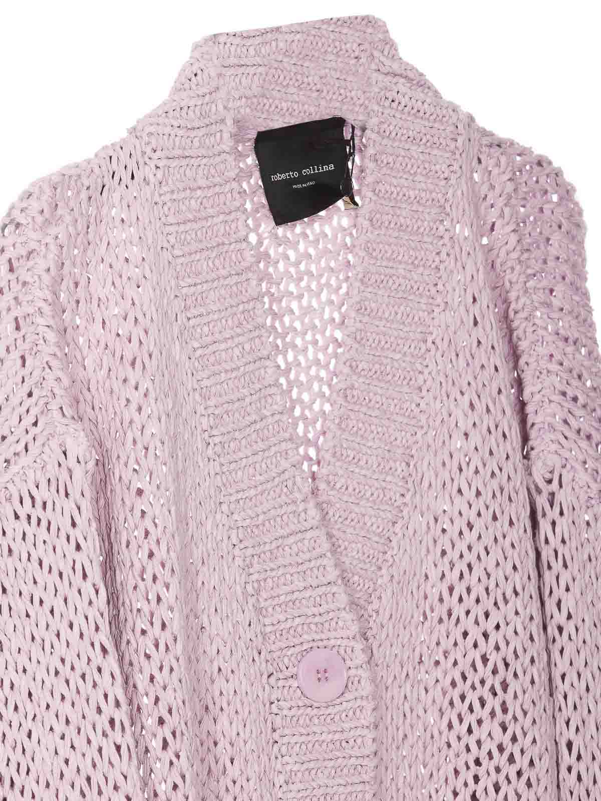 Shop Roberto Collina Pink Cardigan Frontal Buttons V-neck Long In Purple