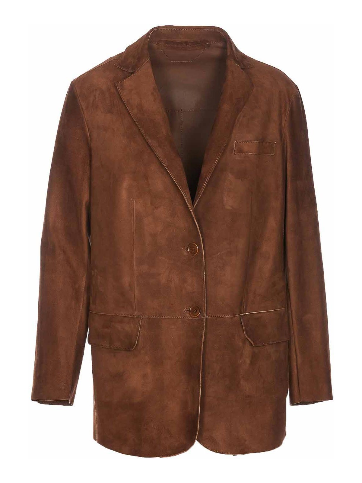 Shop Salvatore Santoro Brown Jacket With Frontal Buttons Long