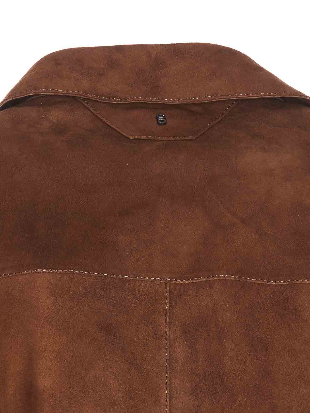 Shop Salvatore Santoro Brown Jacket With Frontal Buttons Long