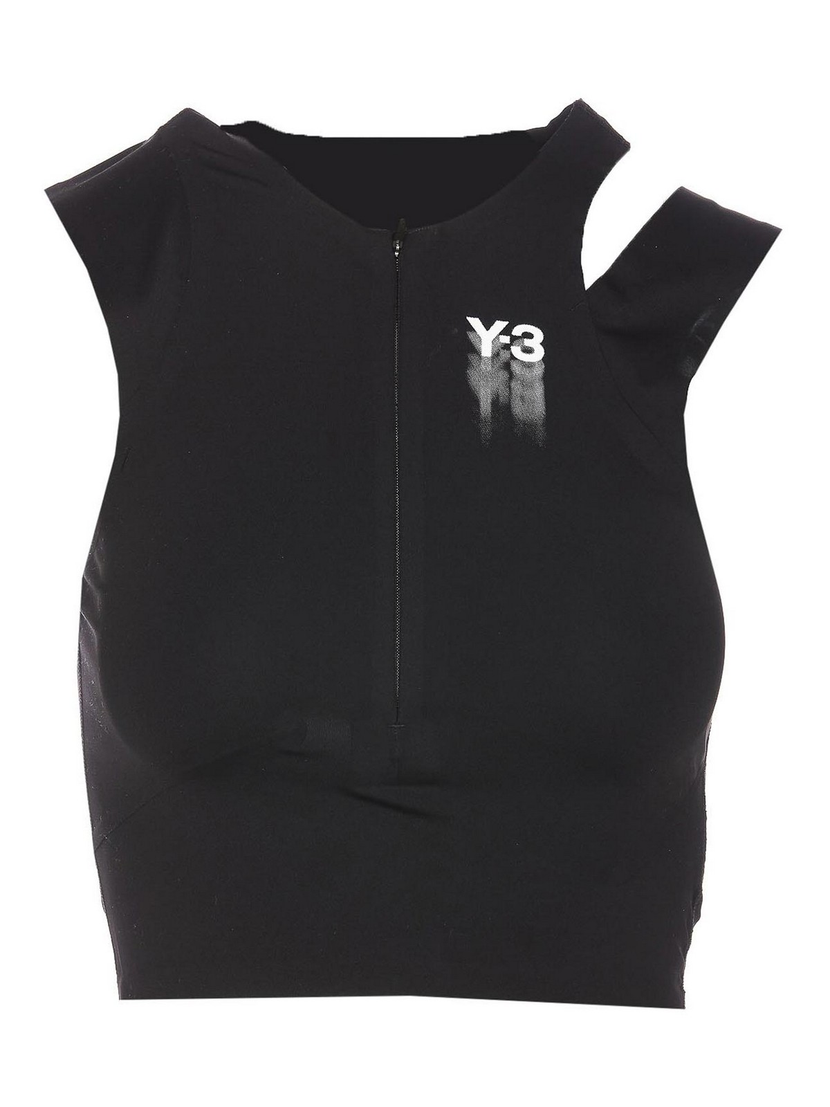 Y-3 Logo-print Cropped Performance Top In Black
