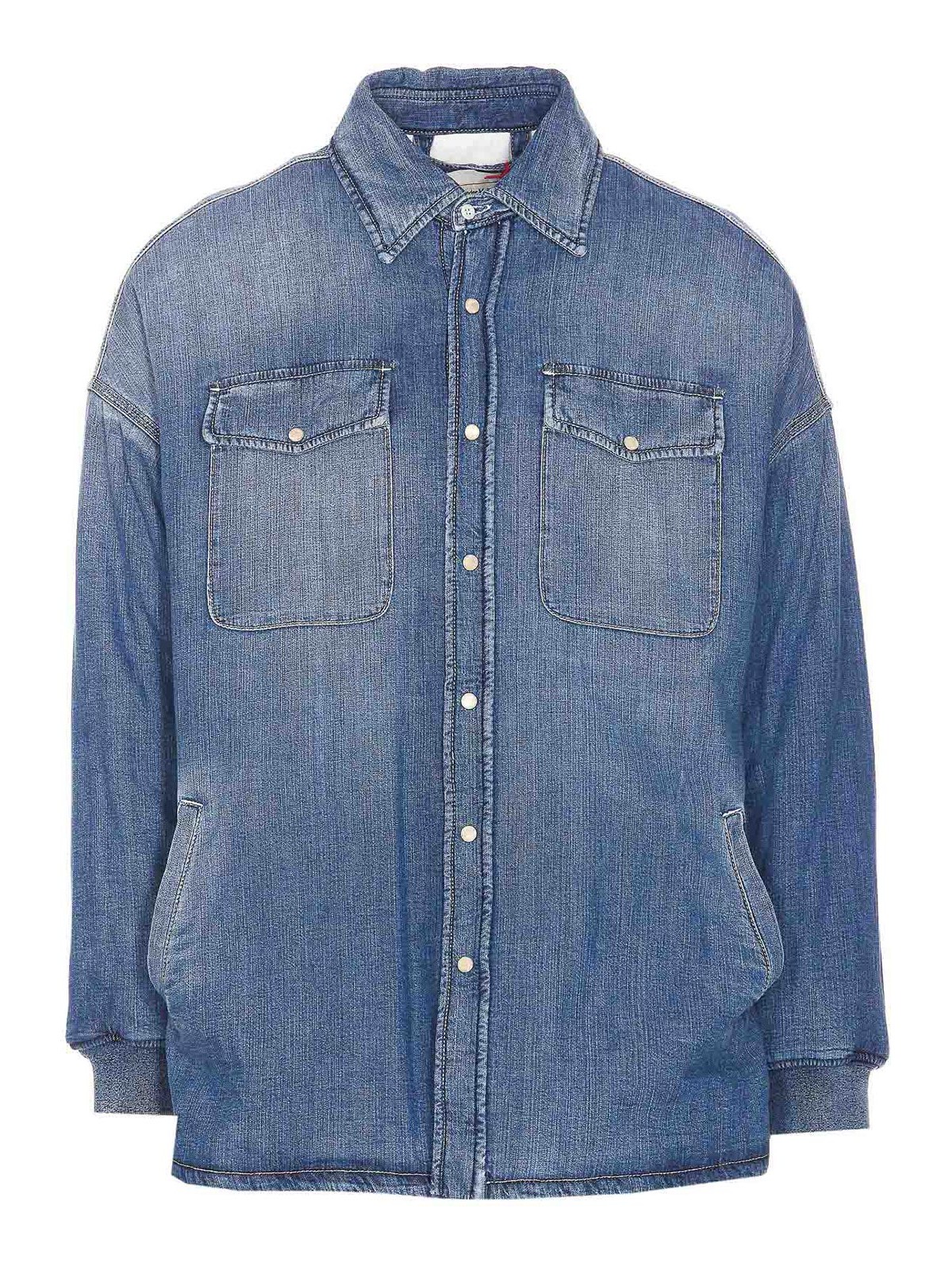 Shop Alexander Mcqueen Denim Shirt With Frontal Buttons In Blue