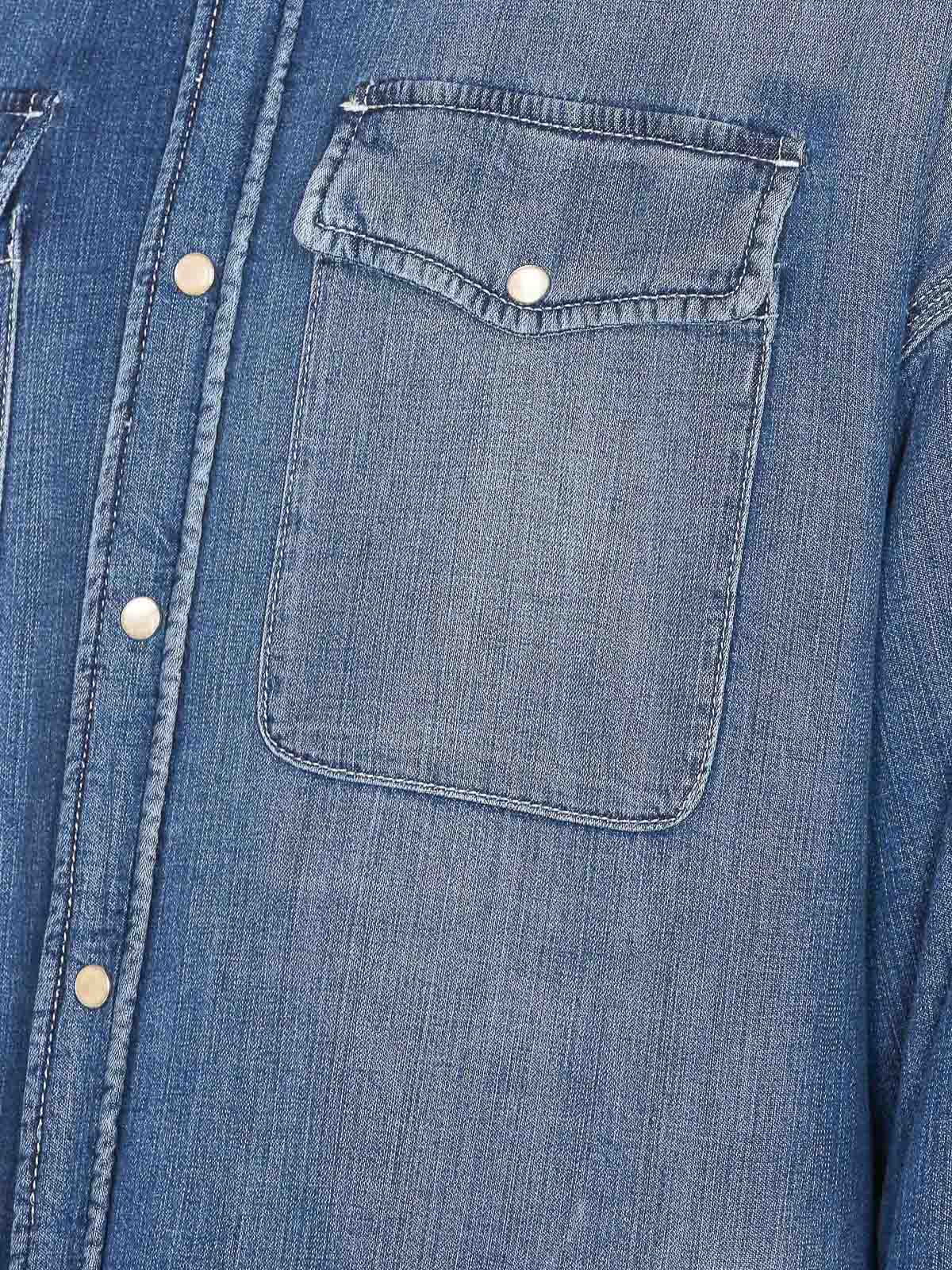 Shop Alexander Mcqueen Denim Shirt With Frontal Buttons In Blue