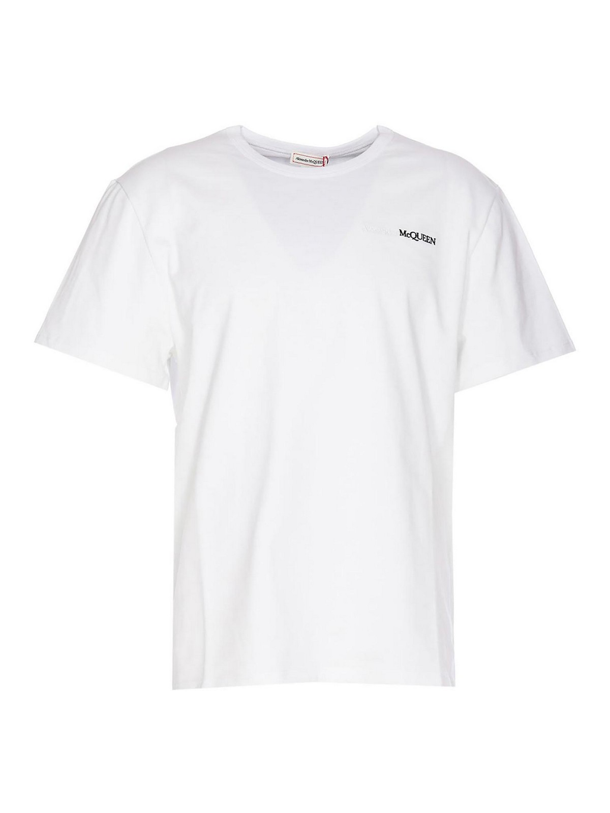 Shop Alexander Mcqueen White Logo T-shirt Crewneck