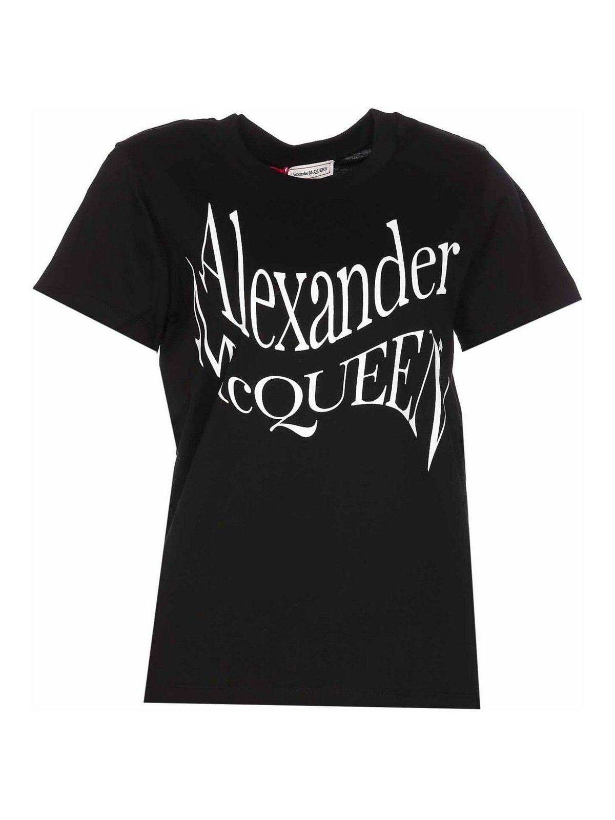 Shop Alexander Mcqueen Warped Logo T-shirt In Black