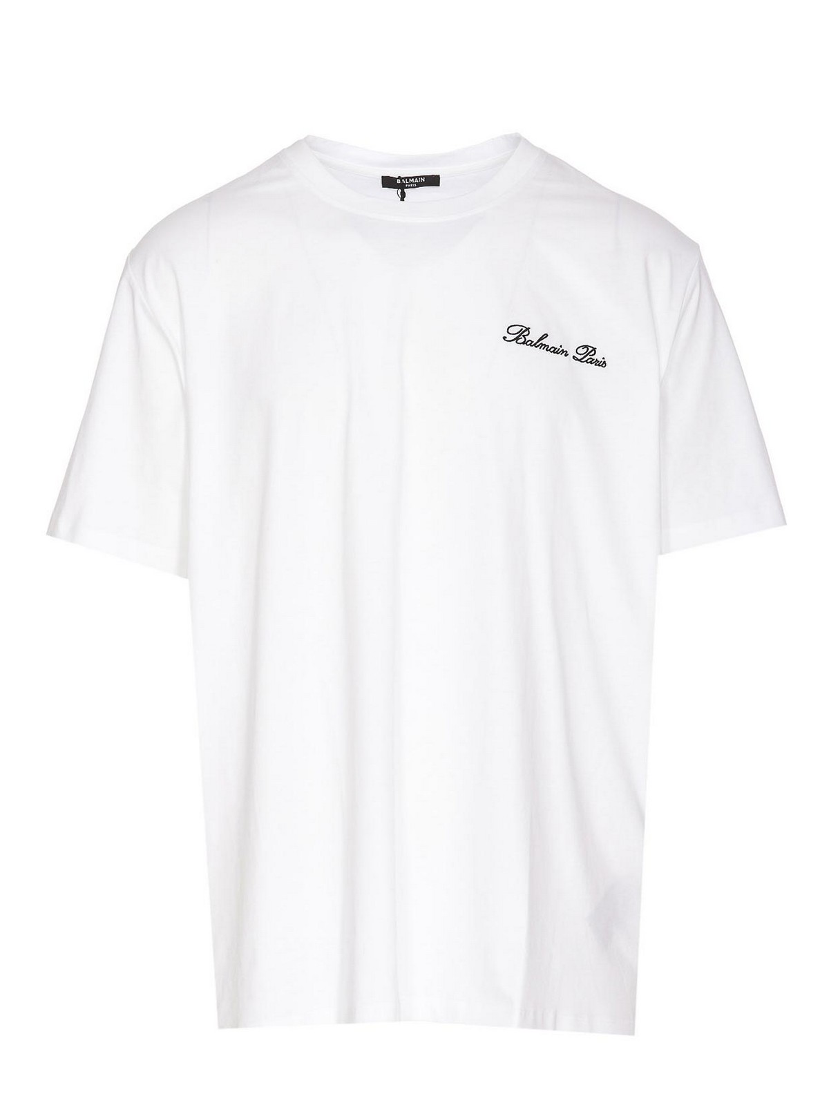 Balmain White T-shirt Frontal Embroidered Logo