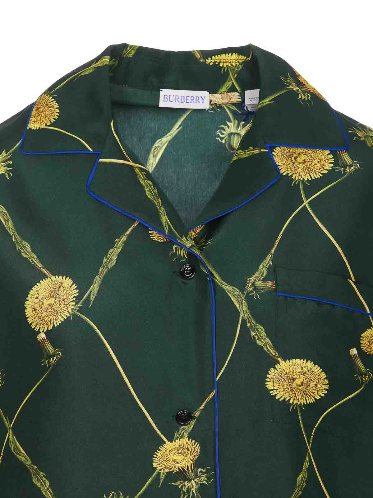 Shop Burberry Green Shirt With Buttons Regular Collar