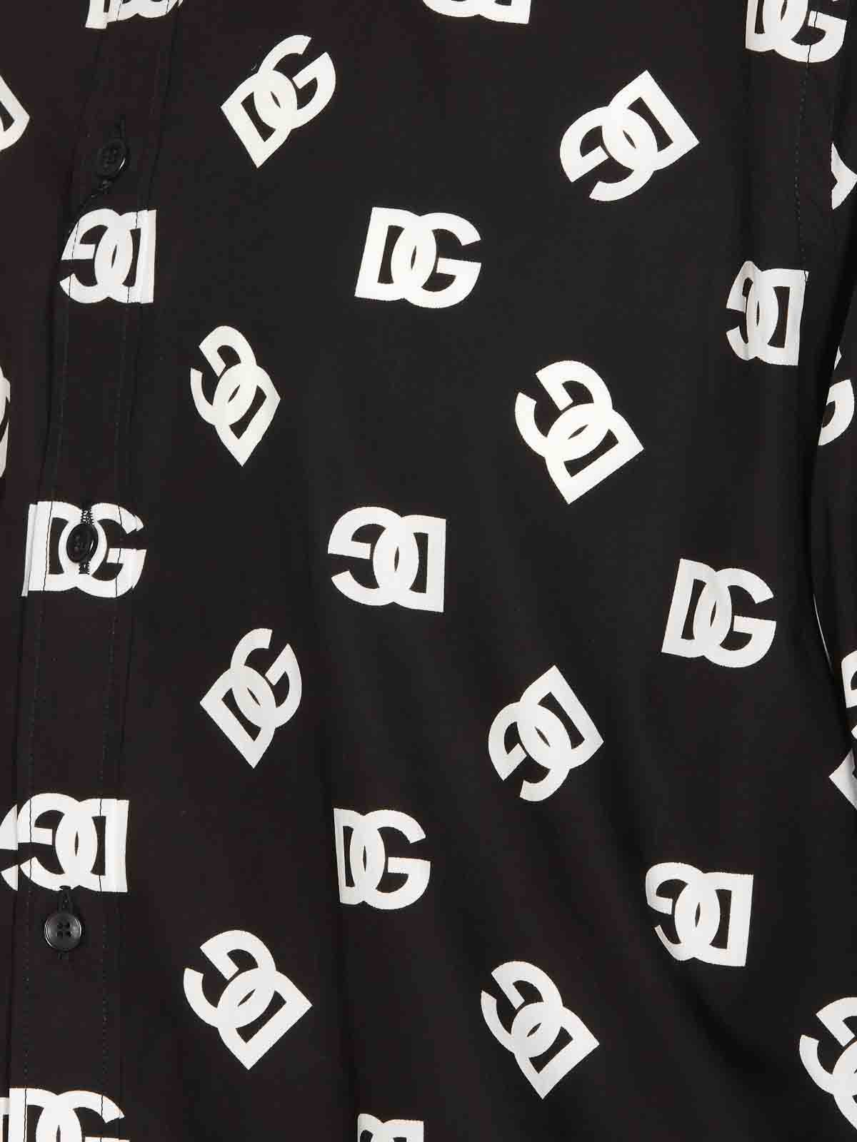 Shop Dolce & Gabbana Dg Logo Print Martini Shirt In Black
