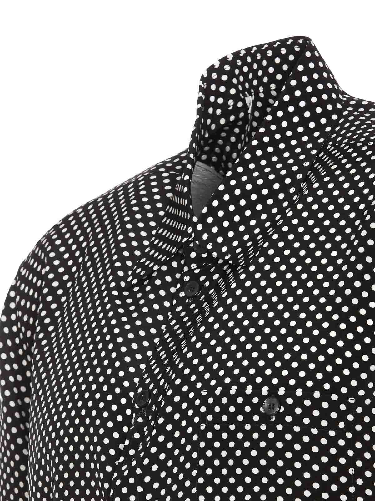 Shop Dolce & Gabbana Black And White Shirt With Polka Dots In Grey