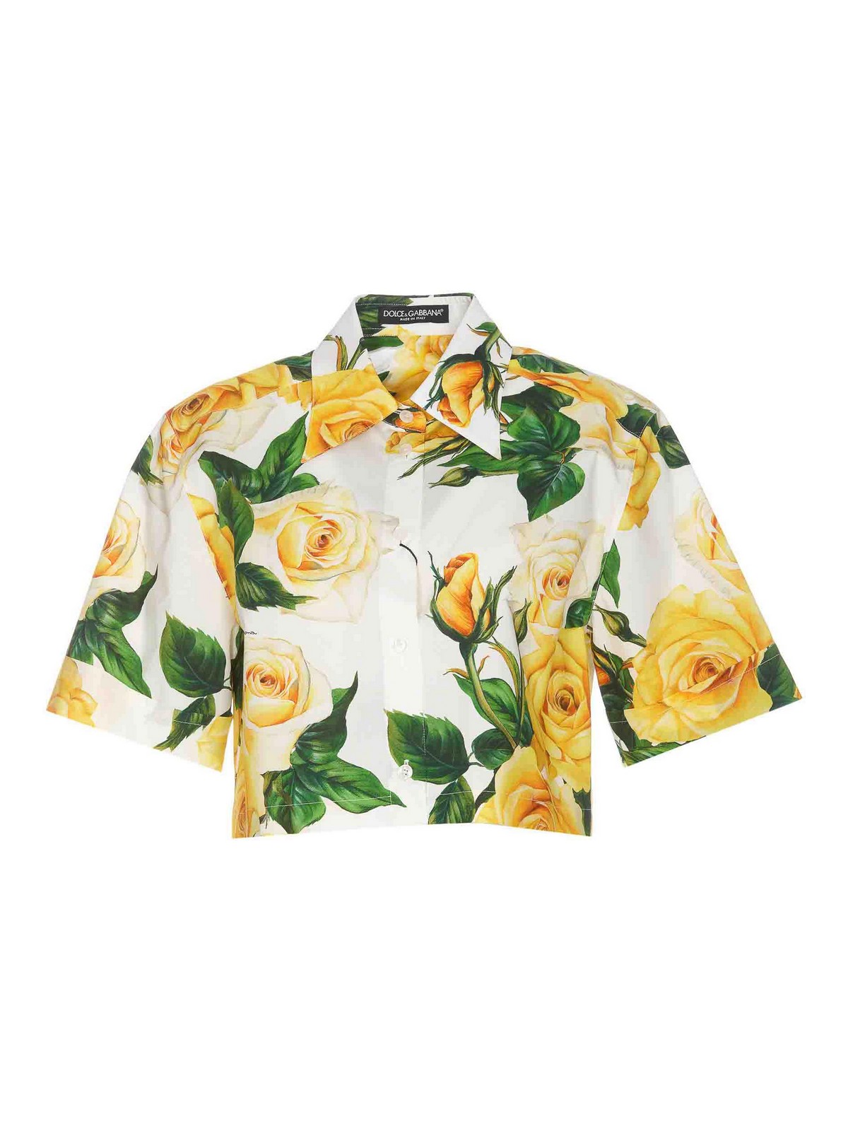 Shop Dolce & Gabbana Short Rose Print Shirt In Yellow