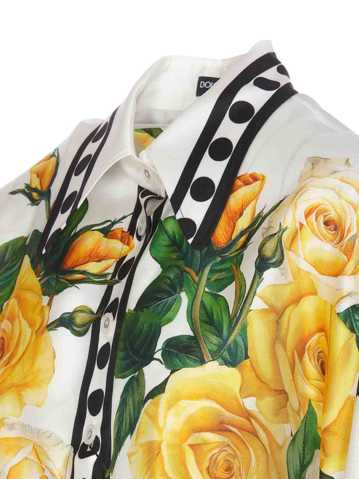 Shop Dolce & Gabbana Roses Print Shirt In Yellow