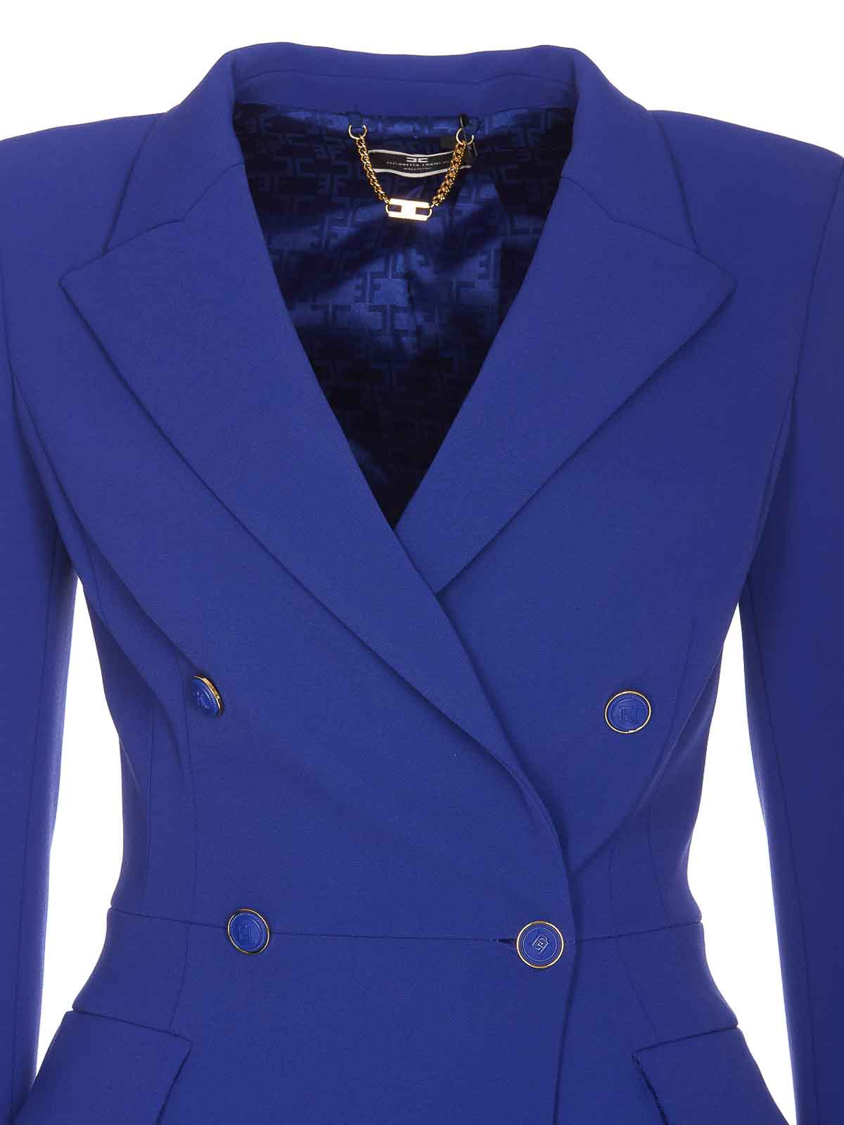 Shop Elisabetta Franchi Blue Jacket Double-breasted