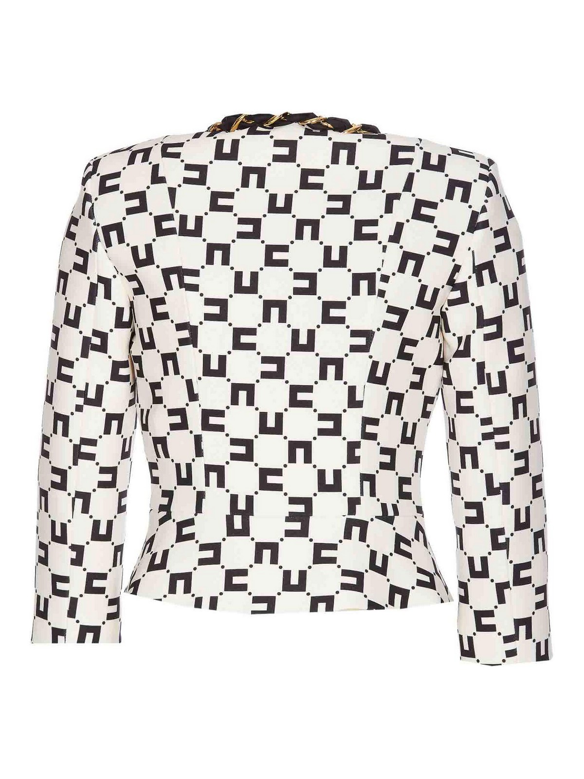 Shop Elisabetta Franchi White And Black Logo Jacket