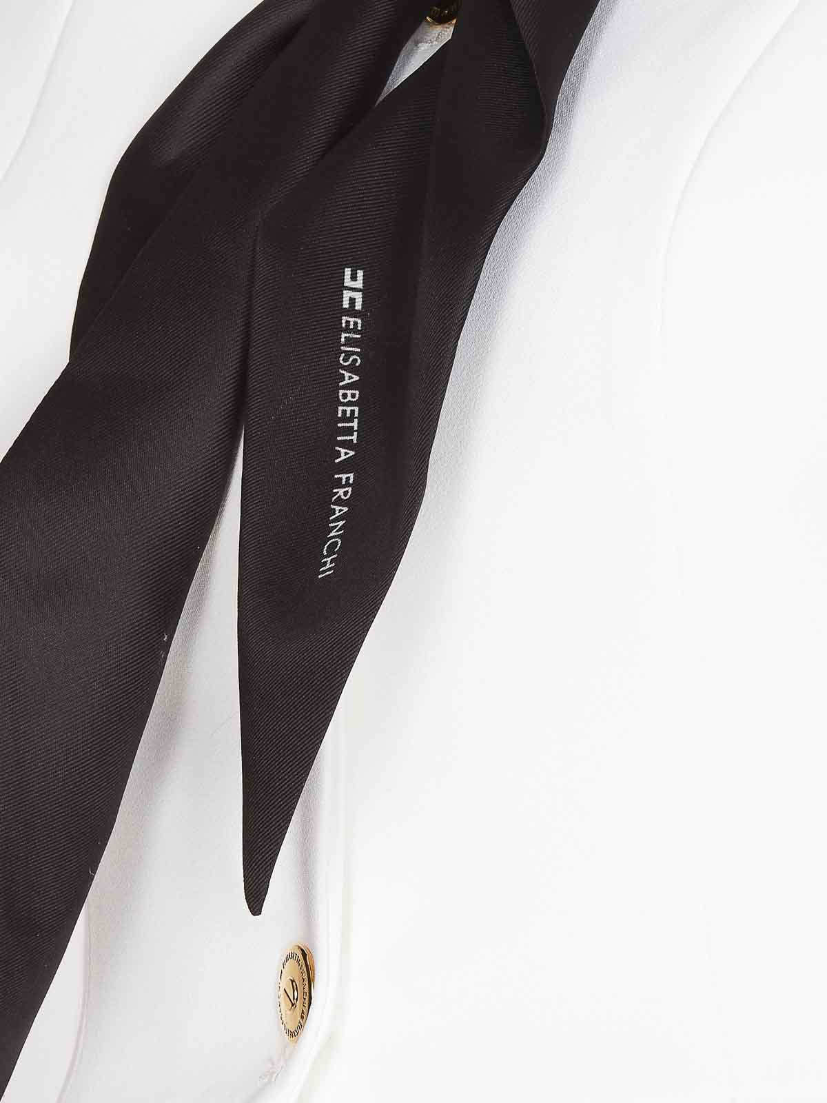 Shop Elisabetta Franchi White Jacket Button Logo Chain