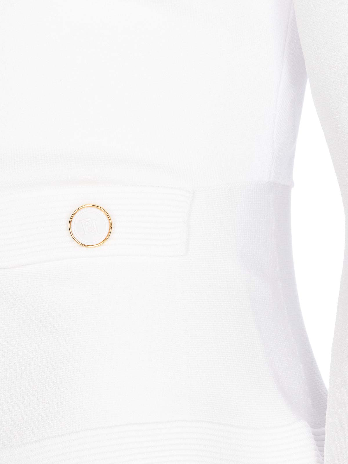 Shop Elisabetta Franchi White Cardigan Logo Buttons V-neck Long