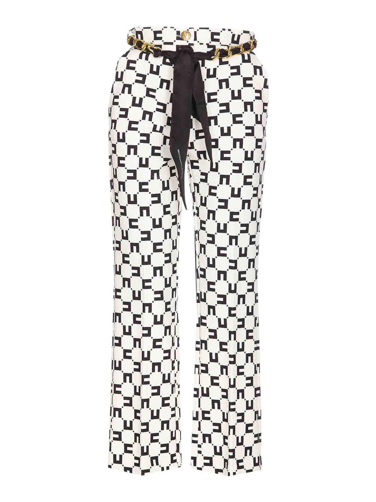 Shop Elisabetta Franchi Pants With Chain In White