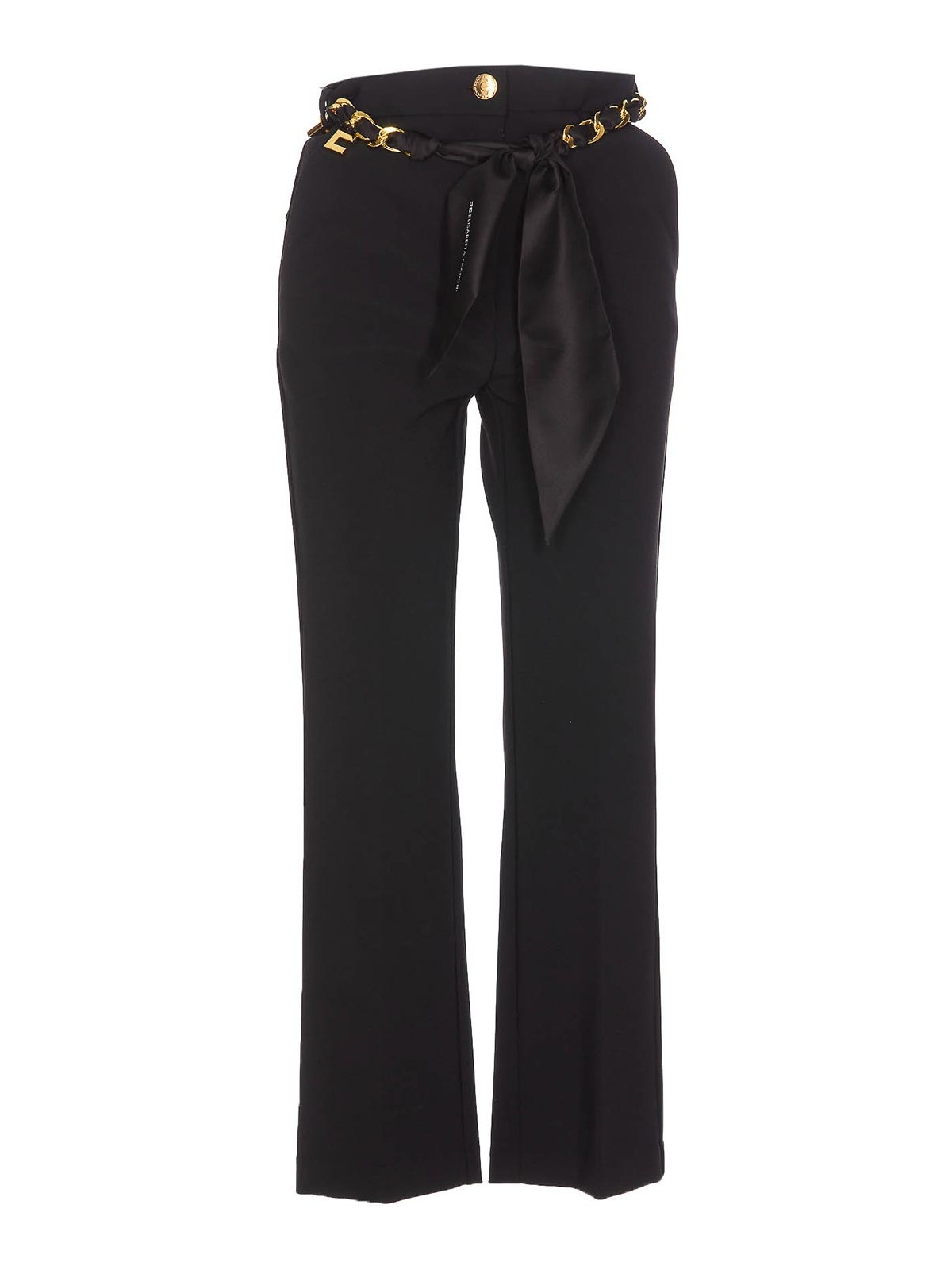 Elisabetta Franchi Black Pants Al Zip Logo Button