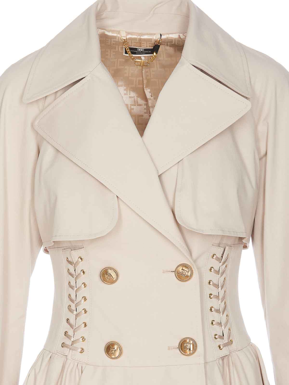 Trench coats Elisabetta Franchi Beige trench double breasted
