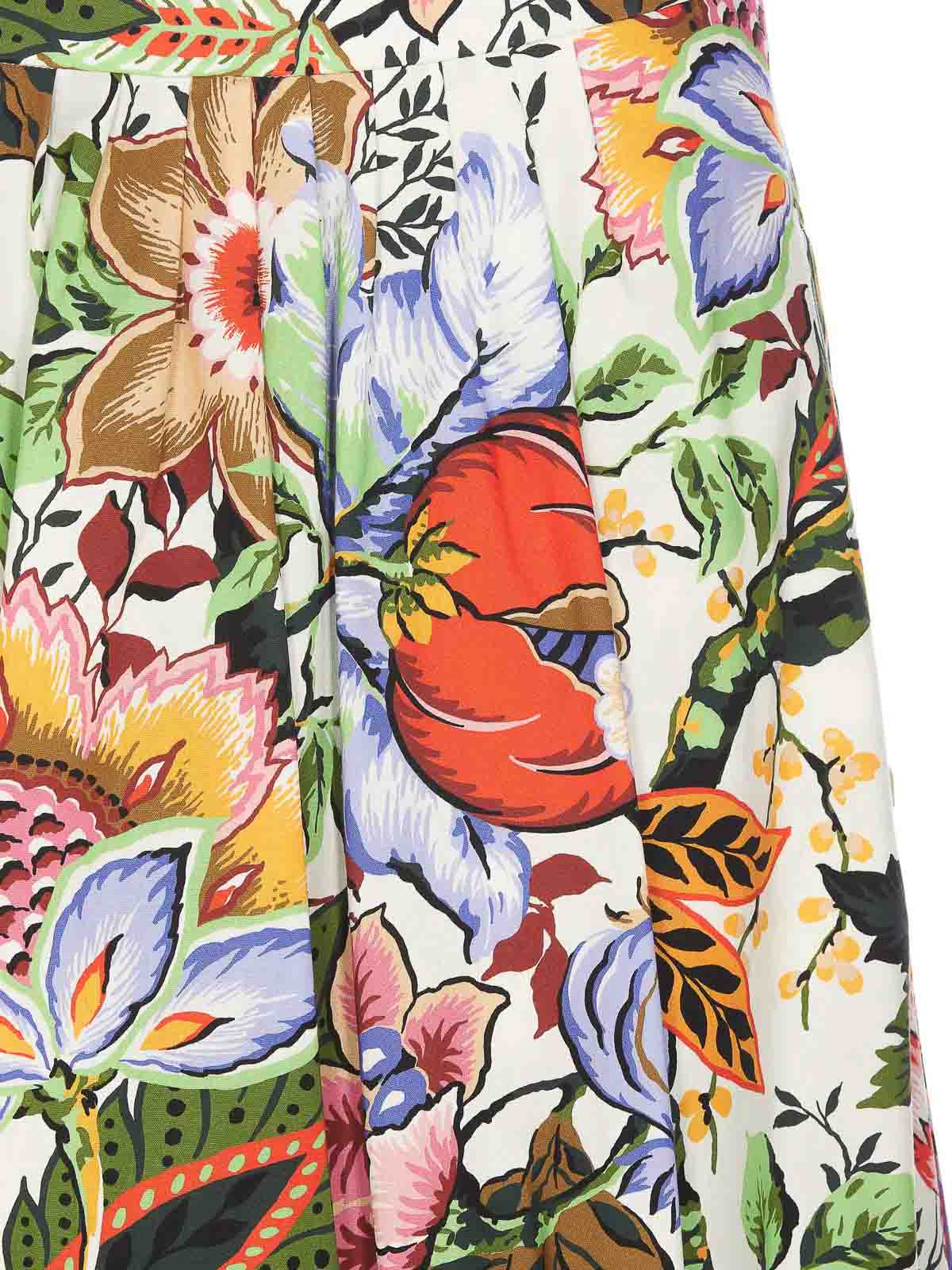 Shop Etro Multicolor Bouquet Skirt Lateral Zip In Multicolour