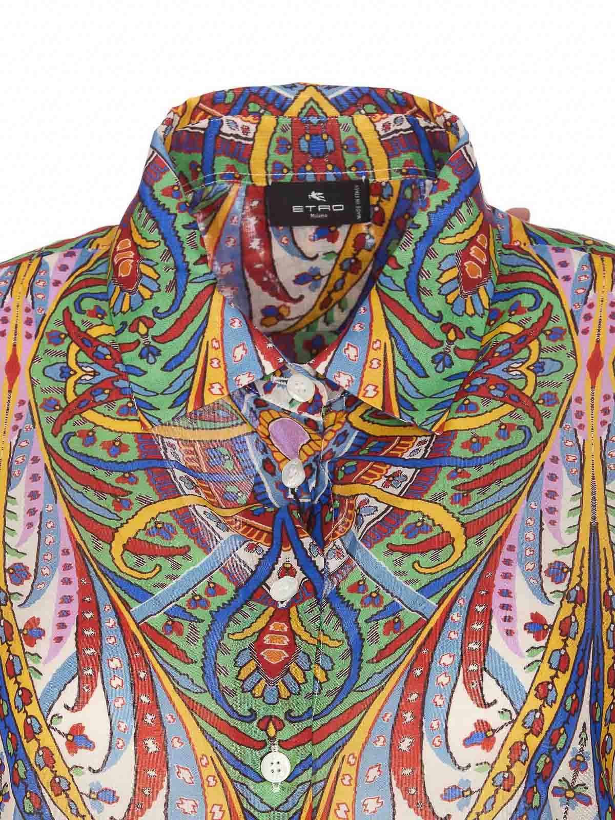 Shop Etro Multicolor Shirt Regular Collar In Multicolour