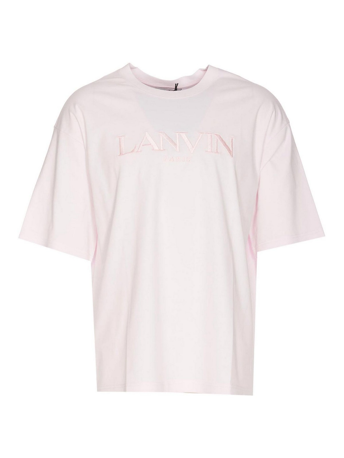 Lanvin Pink T-shirt With Frontal Embroidered Logo In Nude & Neutrals