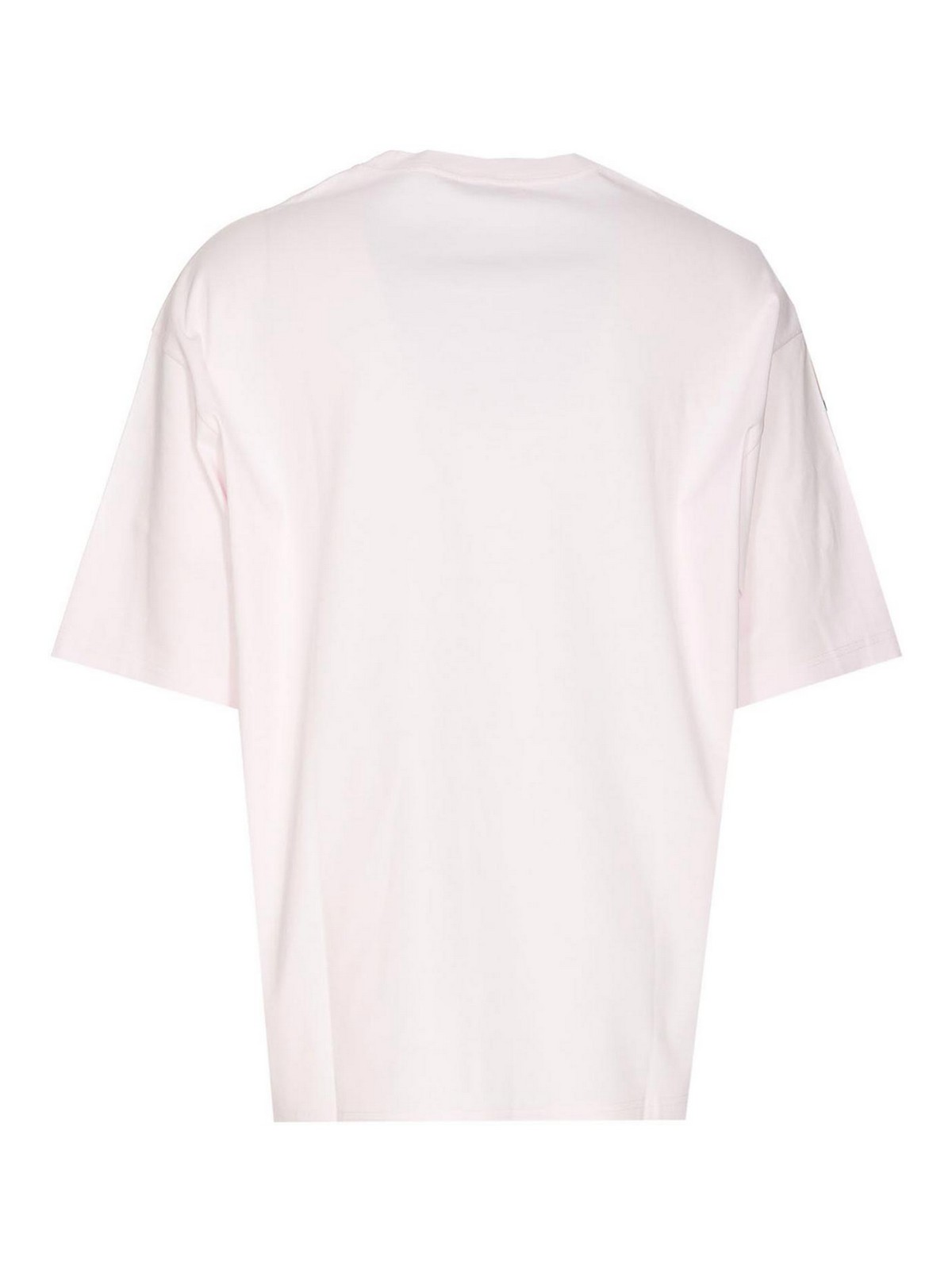 Shop Lanvin Pink T-shirt With Frontal Embroidered Logo In Nude & Neutrals