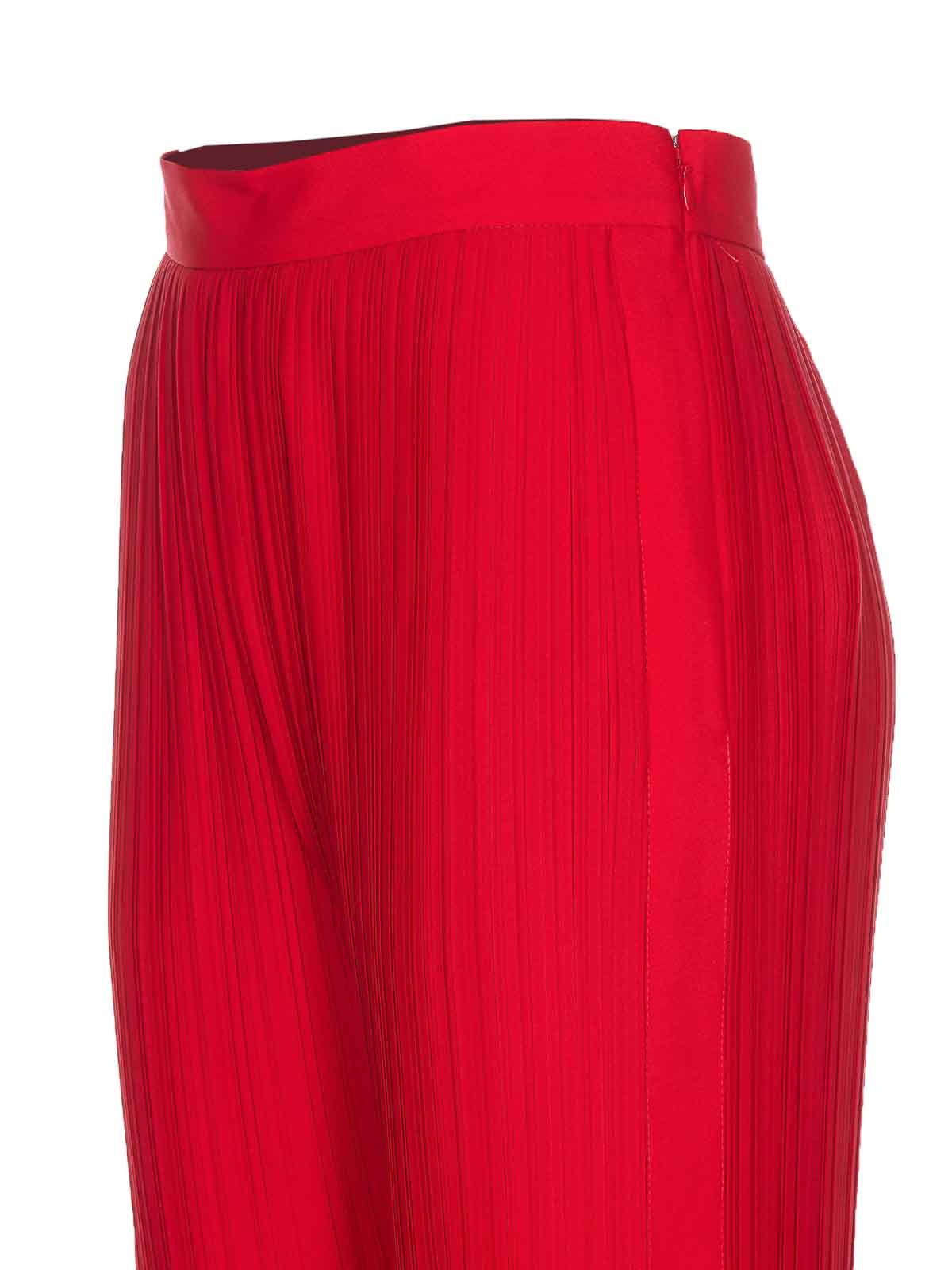 Shop Lanvin Red Pleated Pants Lateral Zip