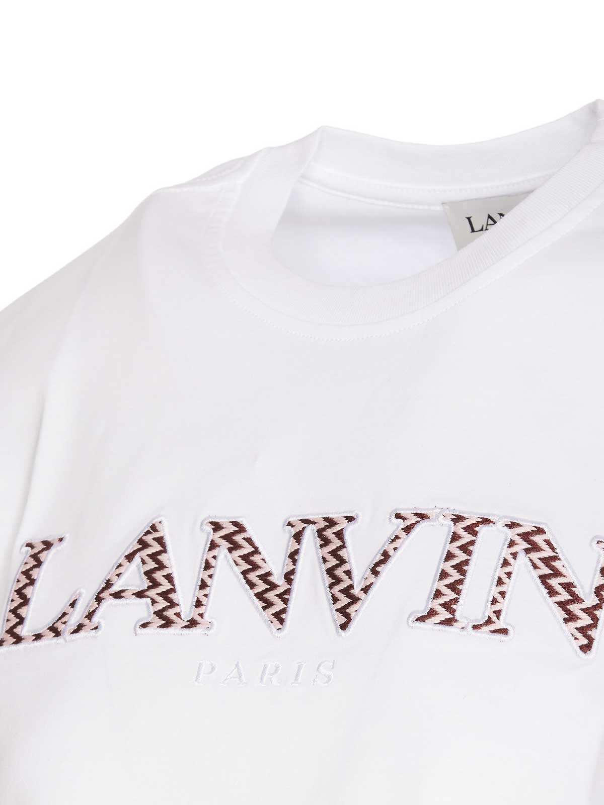 Shop Lanvin Cropped Logo  Paris T-shirt In White