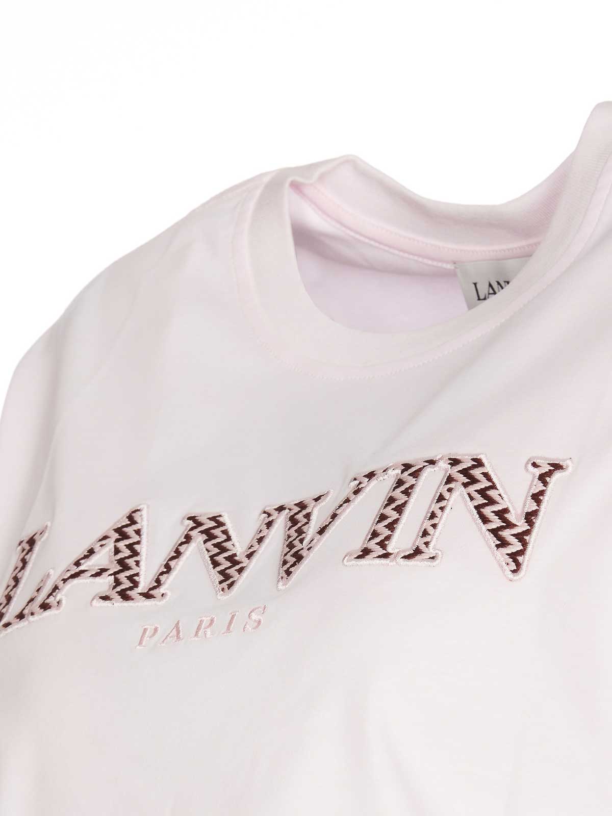 Shop Lanvin Cropped Logo  Paris T-shirt In Nude & Neutrals