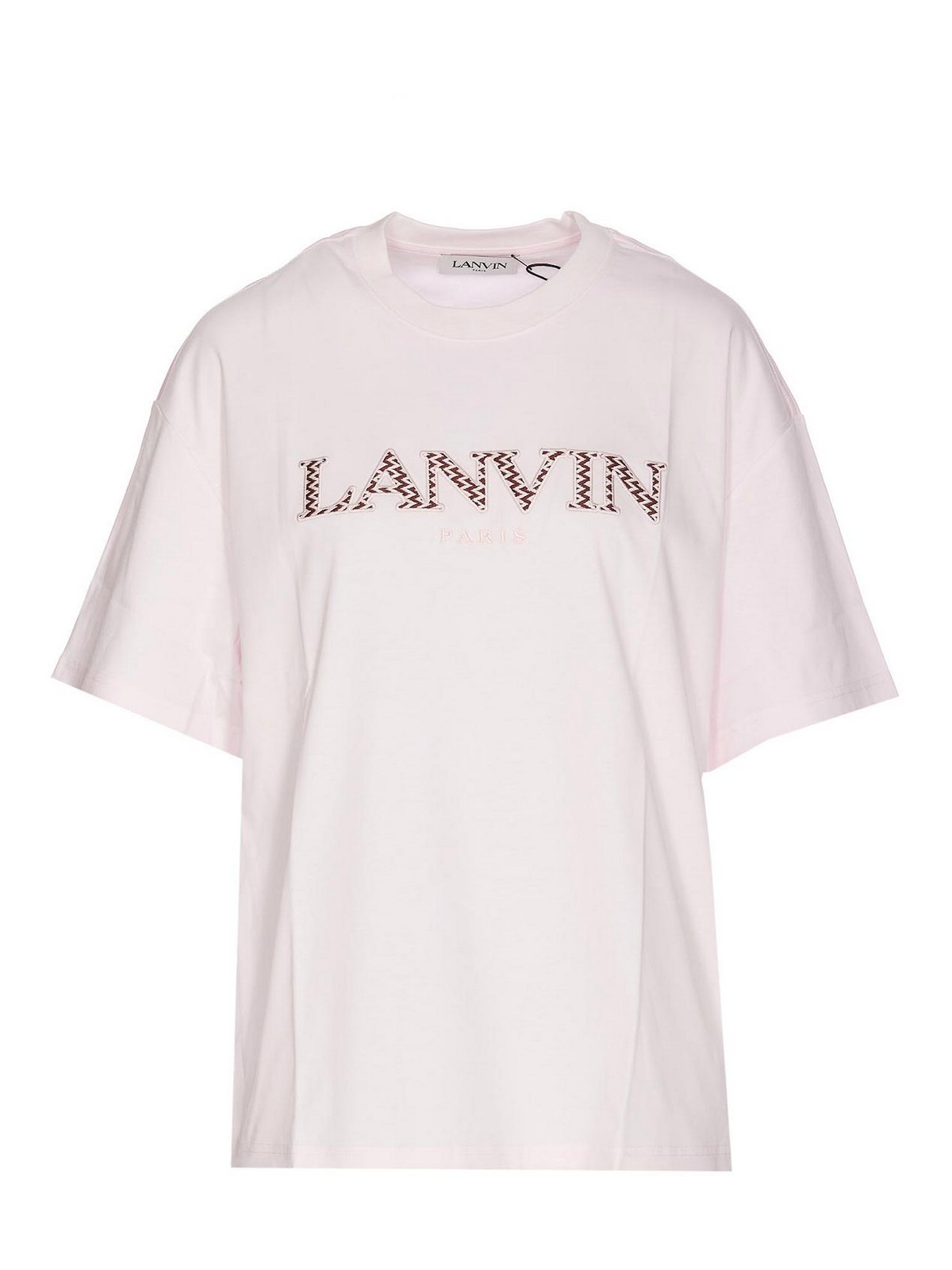 Shop Lanvin Crew Neck Pink T-shirt In Nude & Neutrals