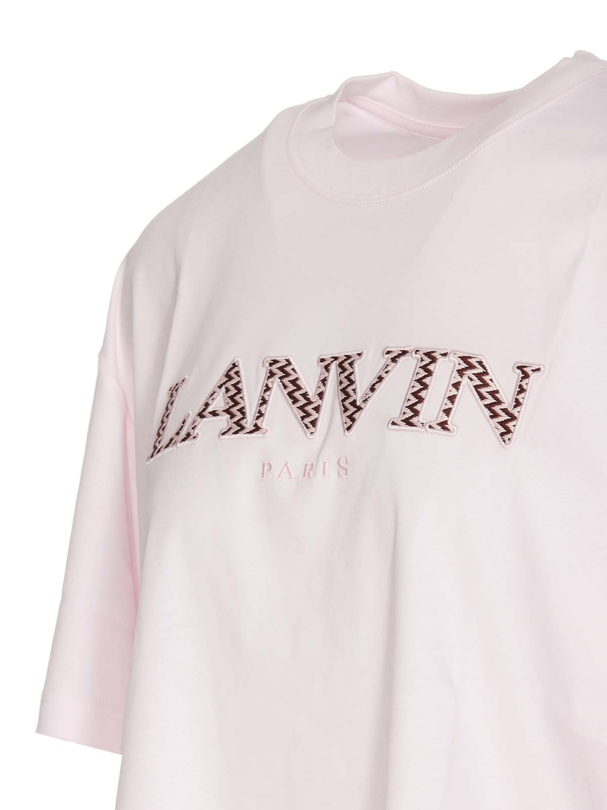 Shop Lanvin Crew Neck Pink T-shirt In Nude & Neutrals