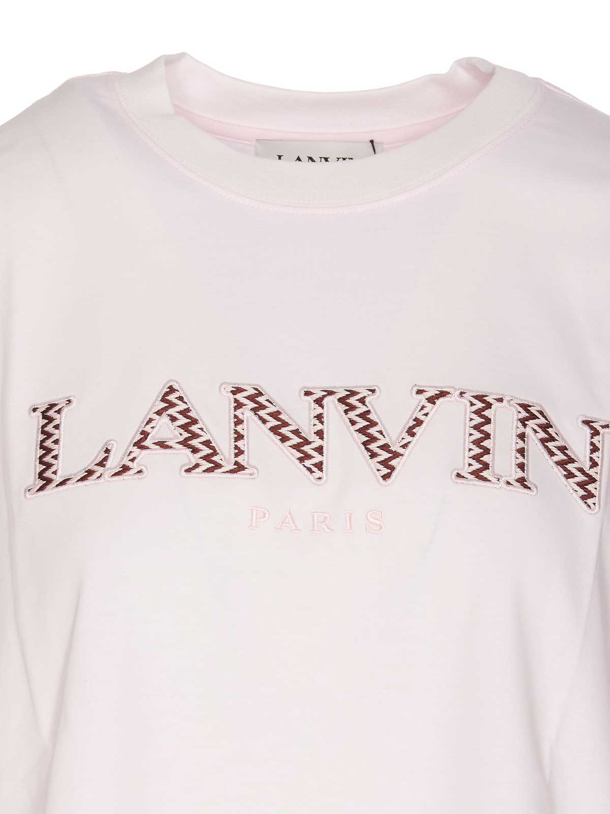 Shop Lanvin Crew Neck Pink T-shirt In Nude & Neutrals