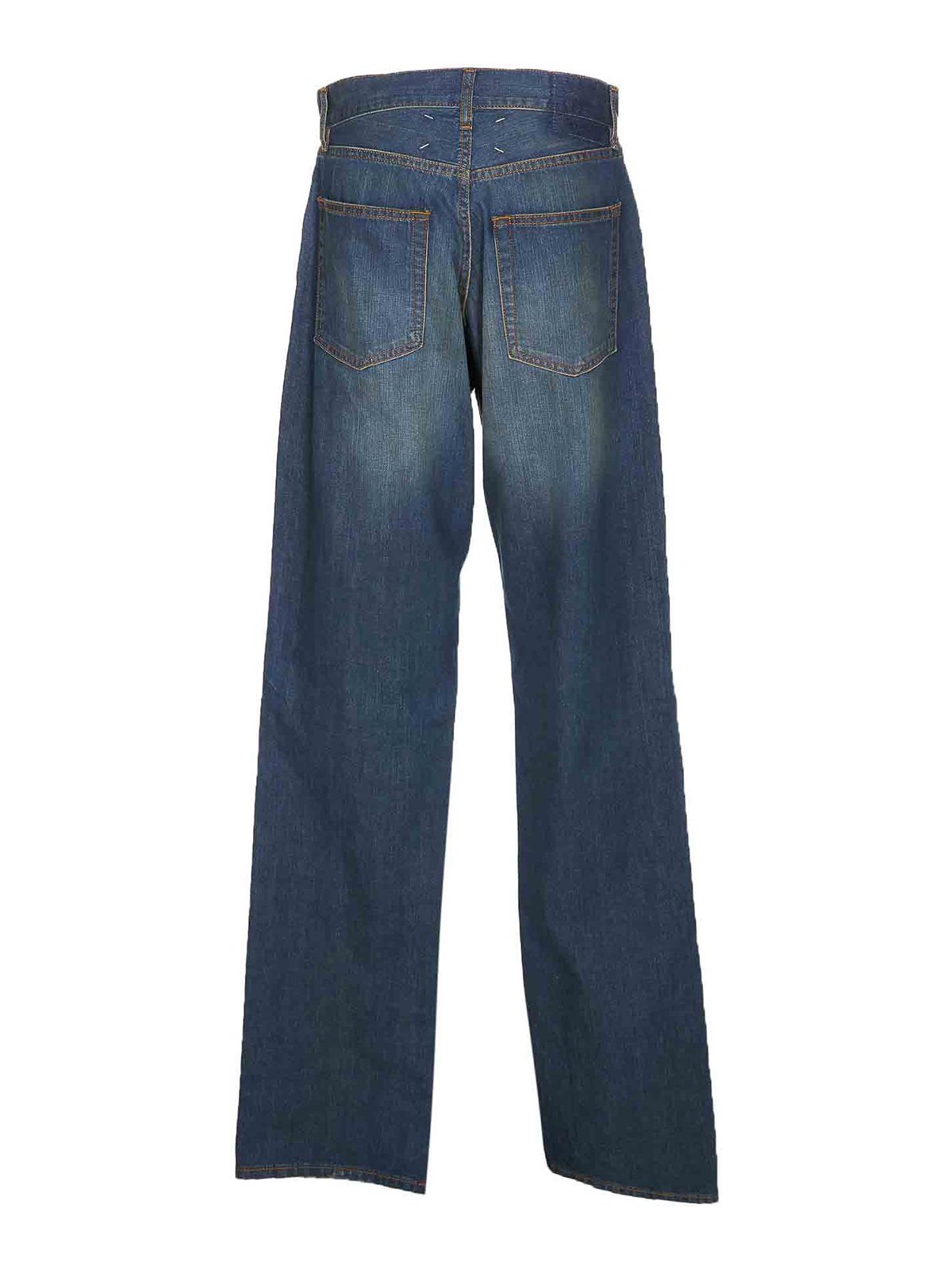 Shop Maison Margiela Denim Jeans With Frontal Button In Blue