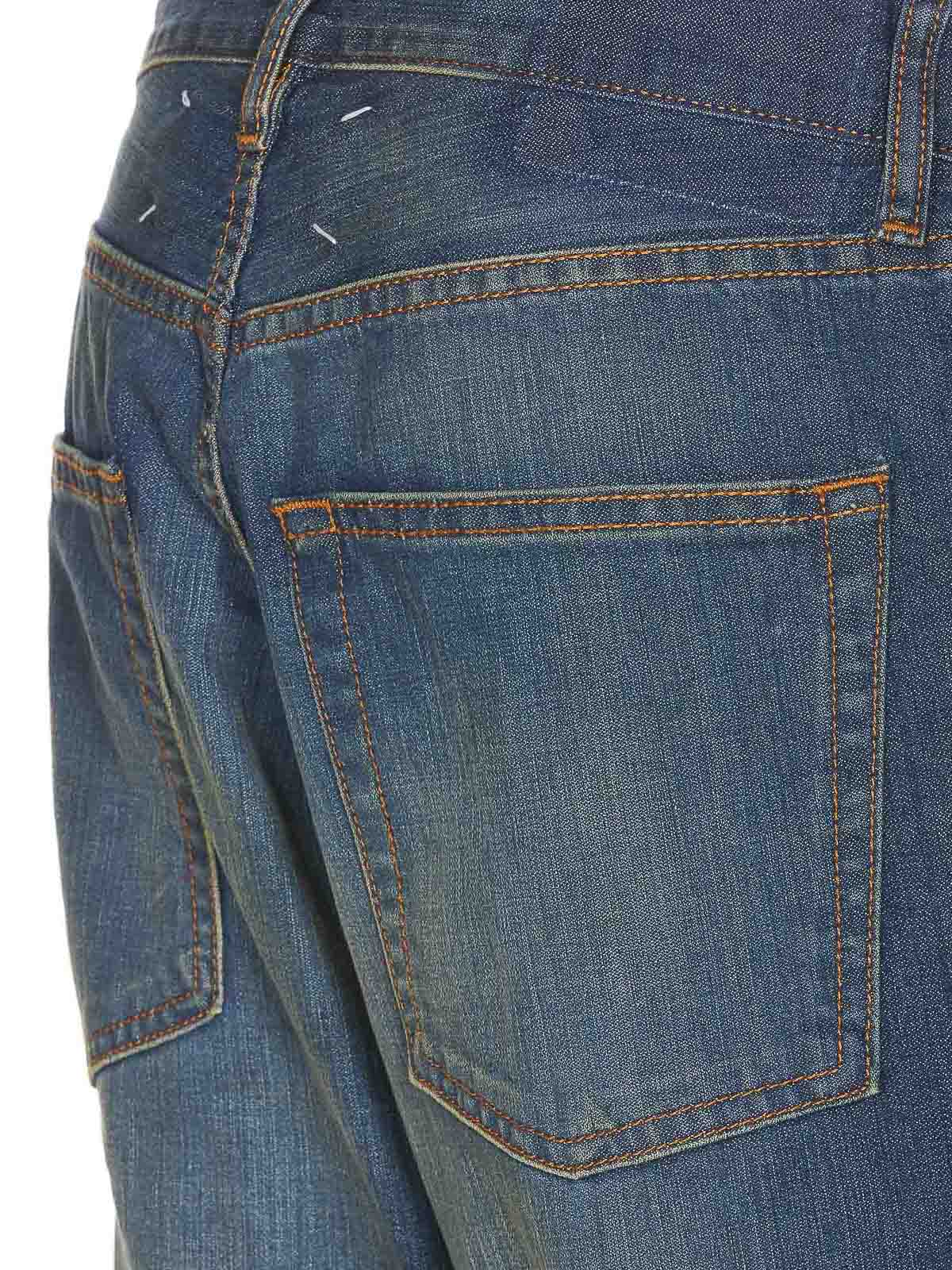 Shop Maison Margiela Denim Jeans With Frontal Button In Blue