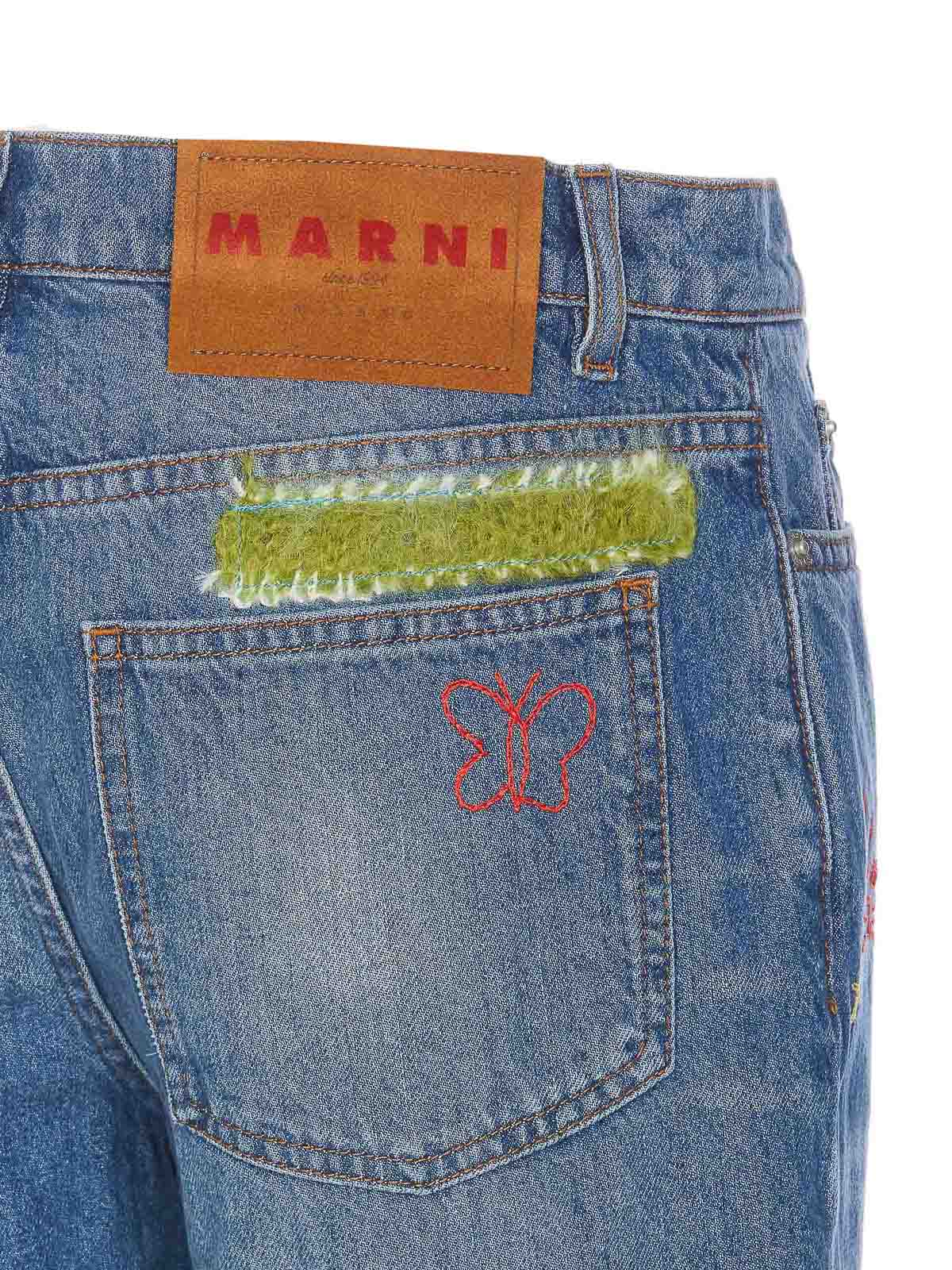 Shop Marni Denim Jeans Pockets Patch Logo In Blue