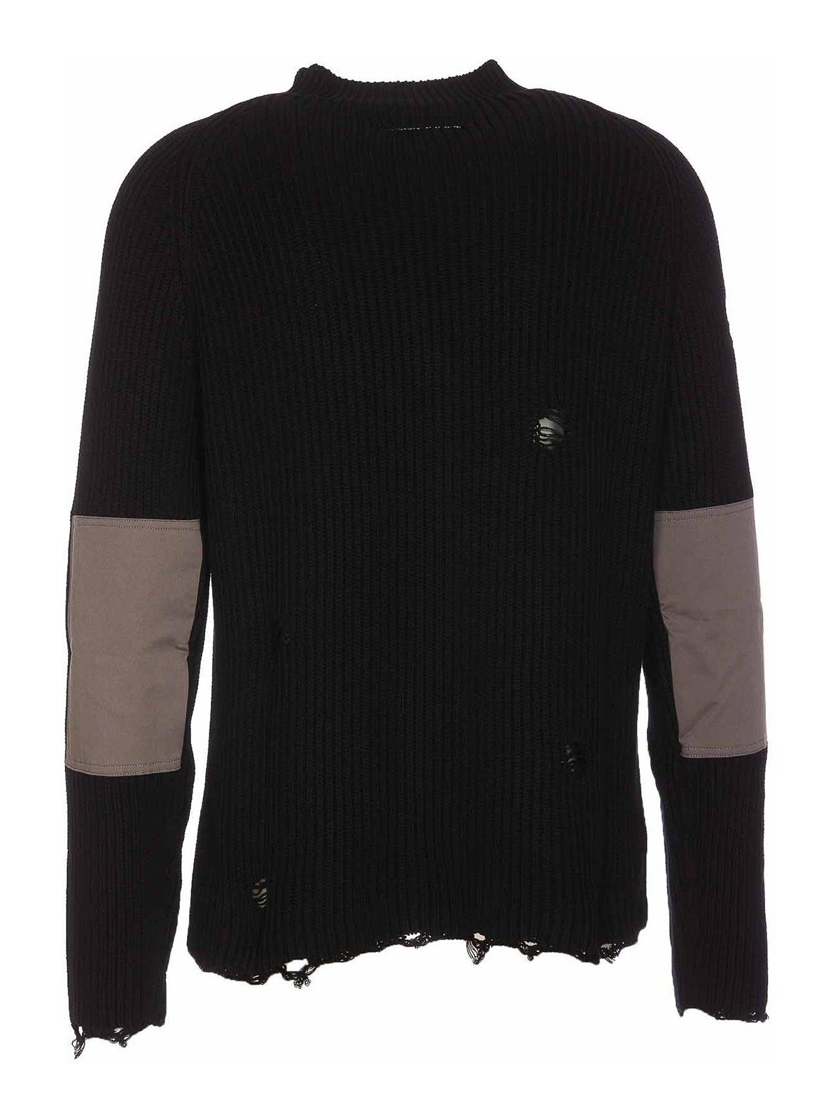 Shop Mm6 Maison Margiela Black Sweater Distressed Round Collar