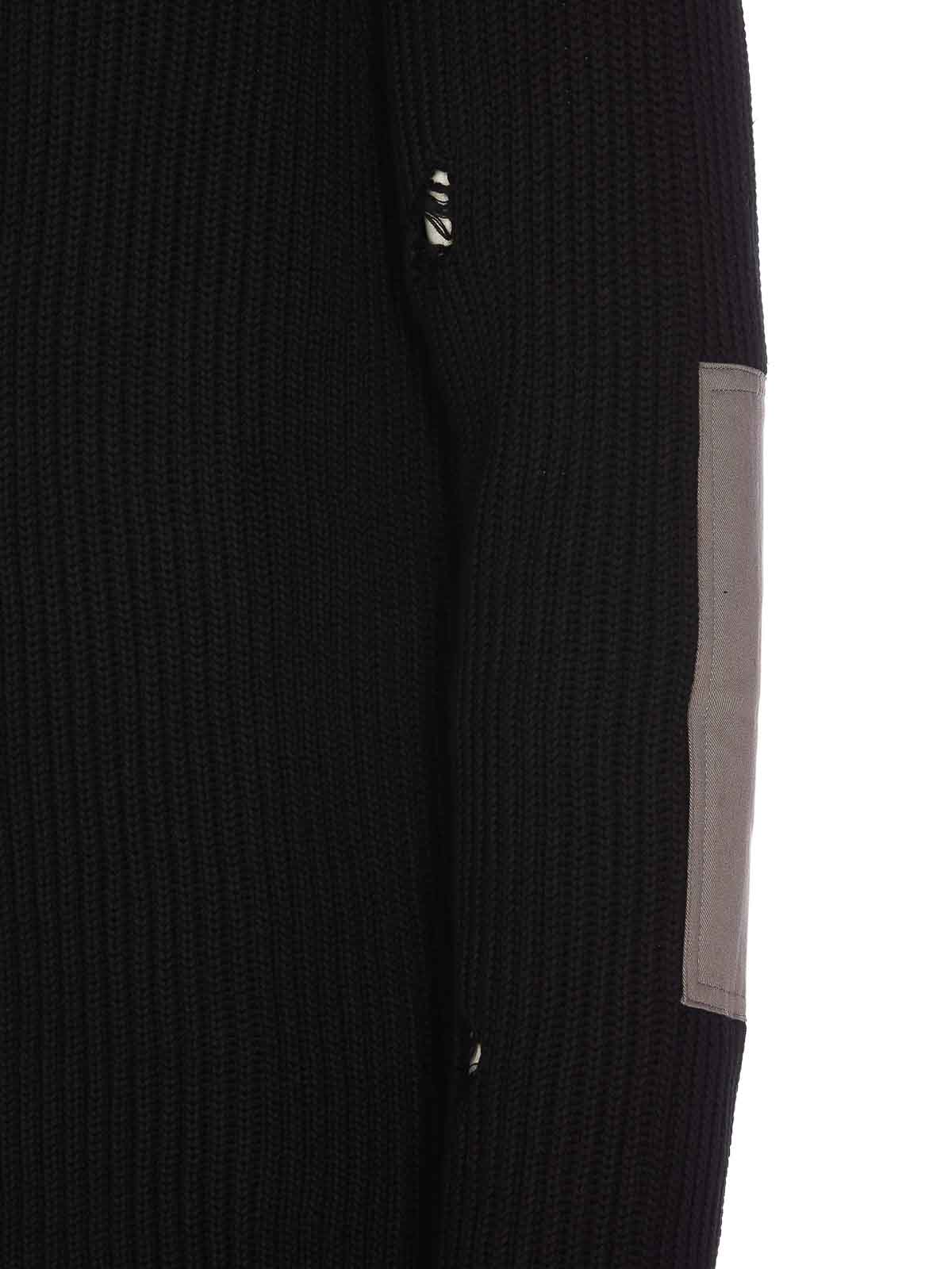 Shop Mm6 Maison Margiela Black Sweater Distressed Round Collar