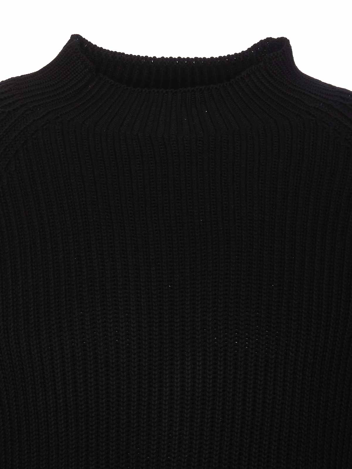 Shop Mm6 Maison Margiela Black Sweater Distressed Round Collar