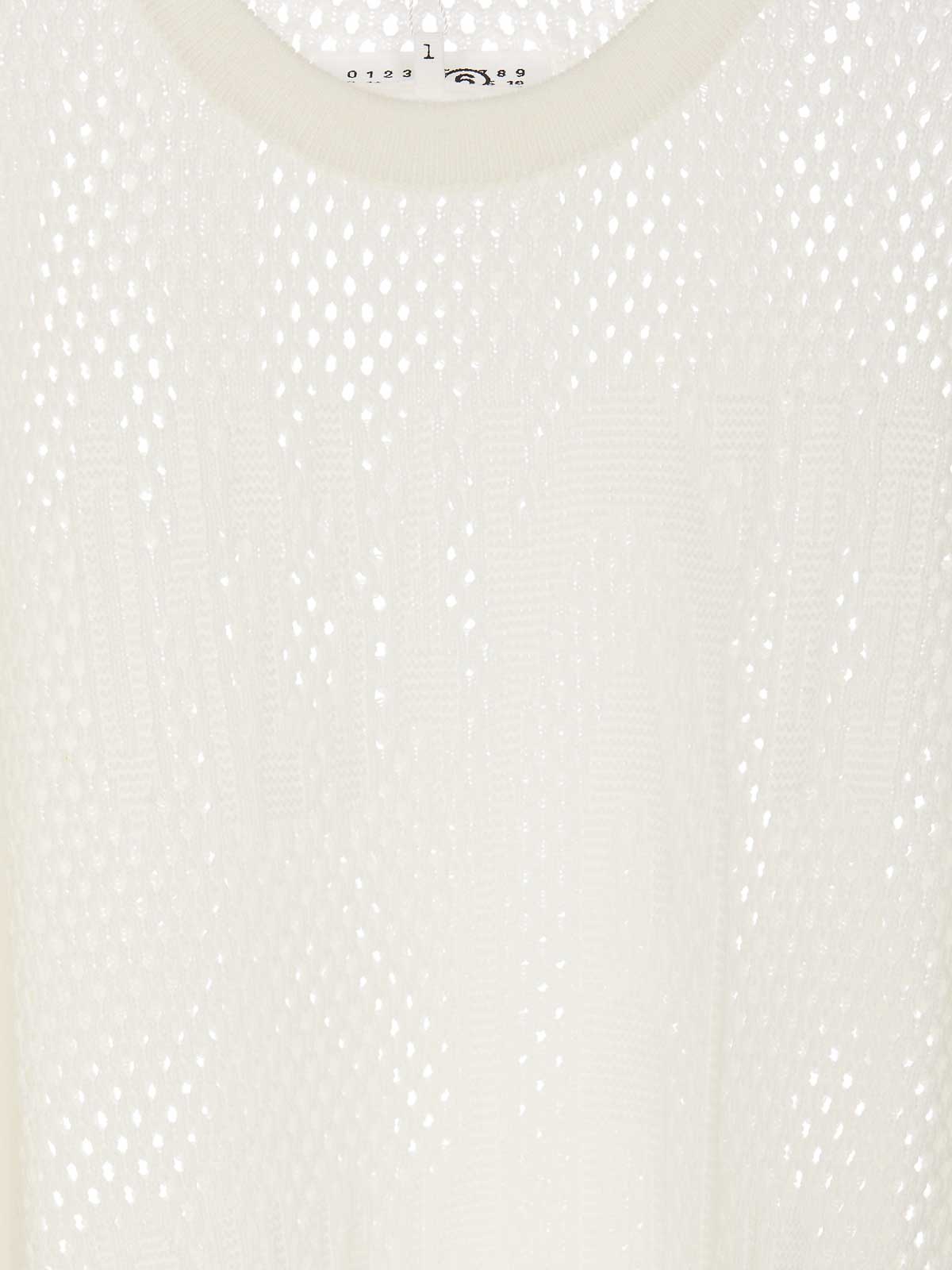 Shop Mm6 Maison Margiela Net Long Sweater In White