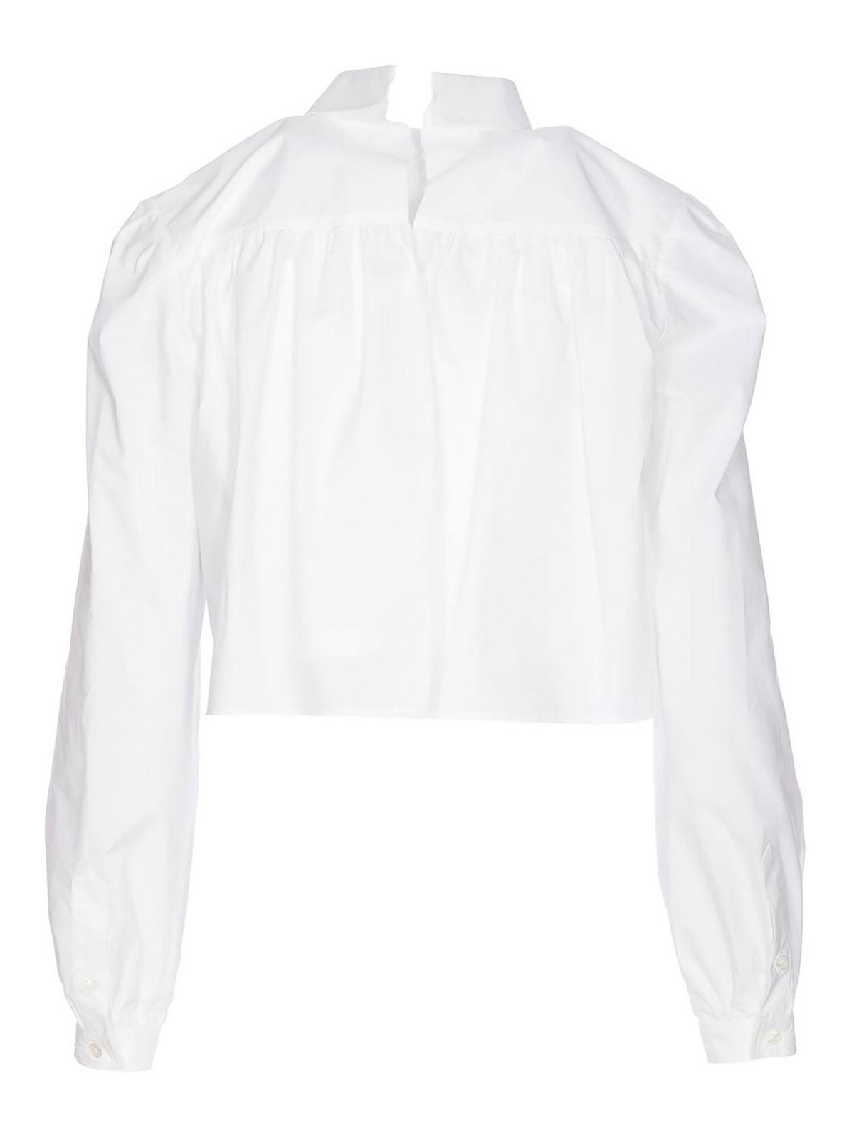 Shop Mm6 Maison Margiela White Shirt Cropped Logo Button