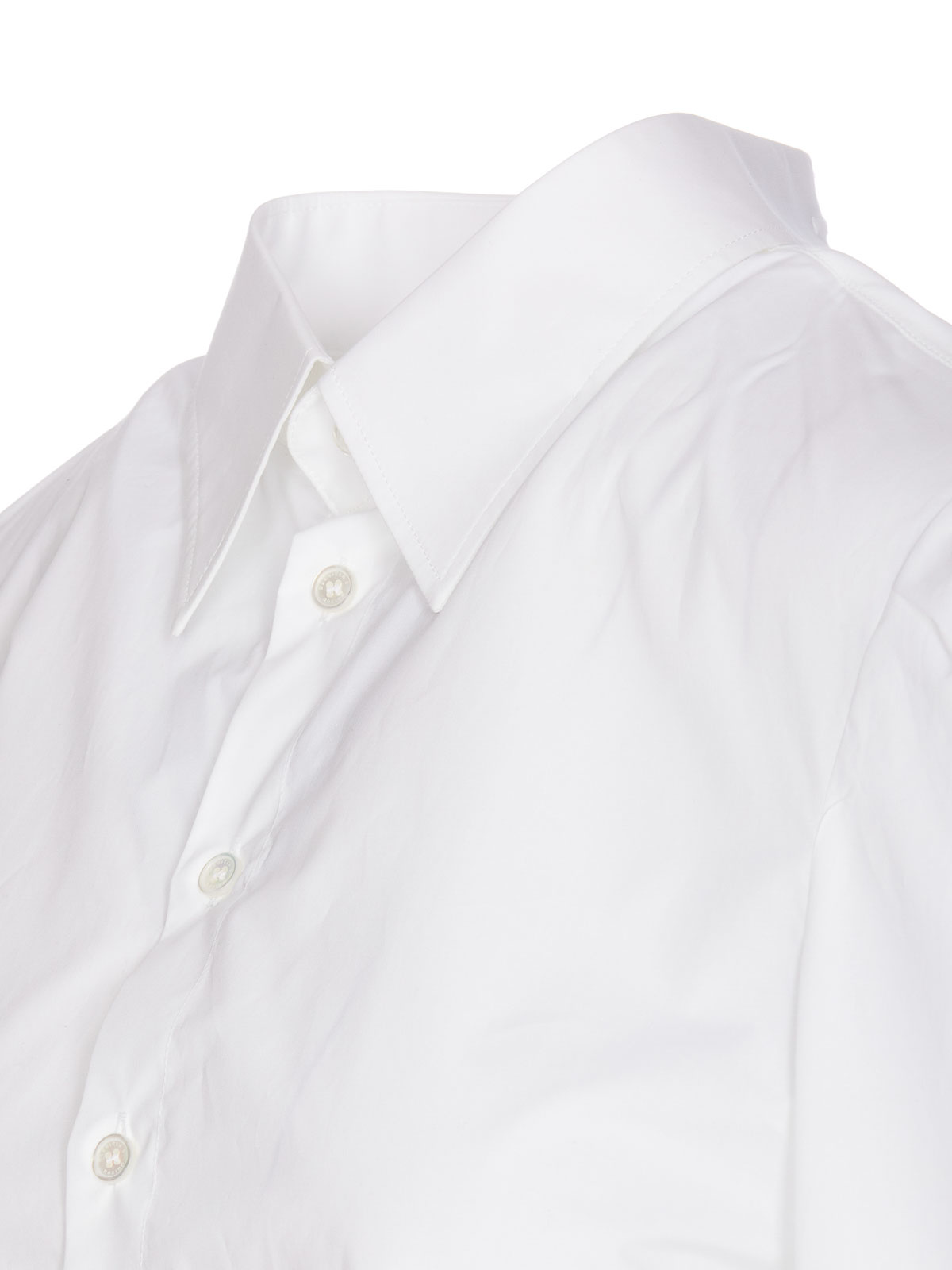 Shop Mm6 Maison Margiela White Shirt Cropped Logo Button