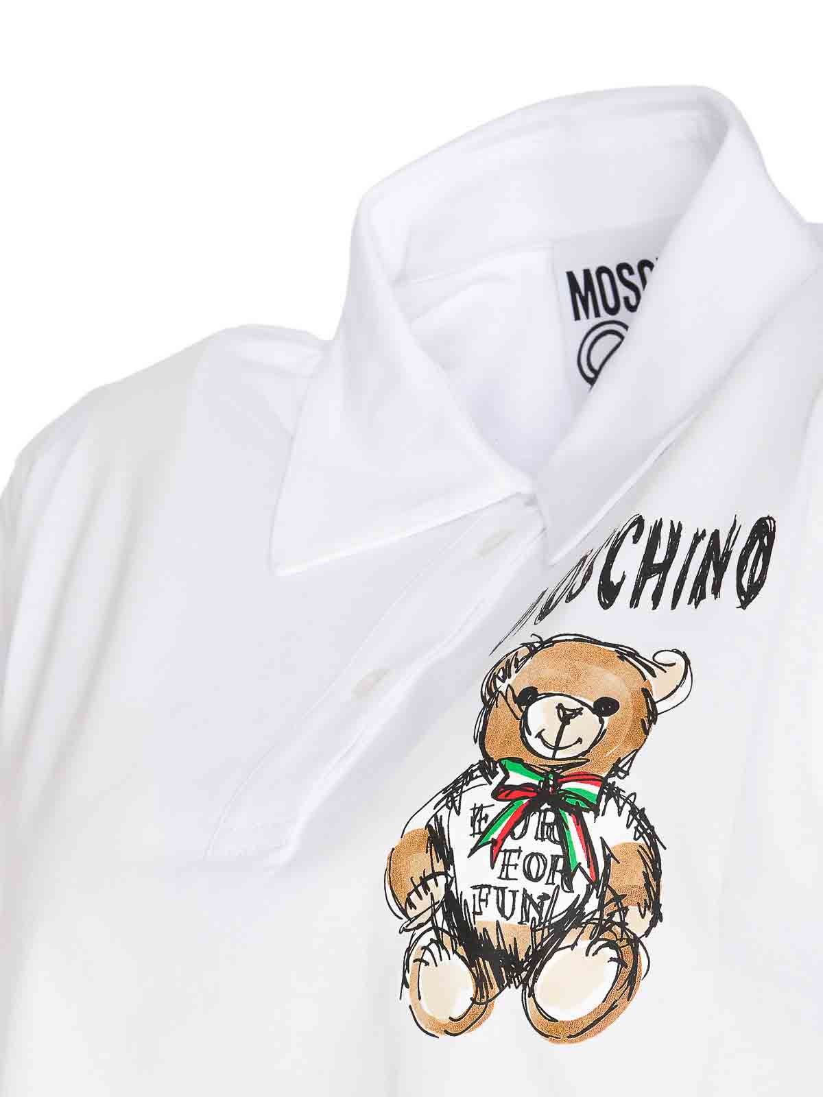 Shop Moschino Cropped Drawn Teddy Bear T-shirt In White