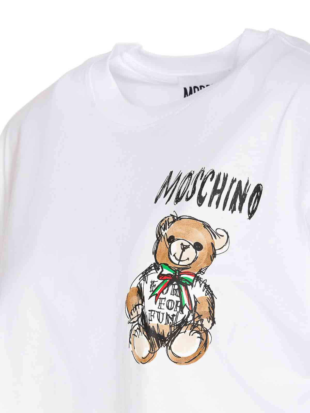 【送料&関税込】Moschino Drawn Teddy Bear T-shirt Moschino Couture T Shirt Mens Medium White Teddy Bear