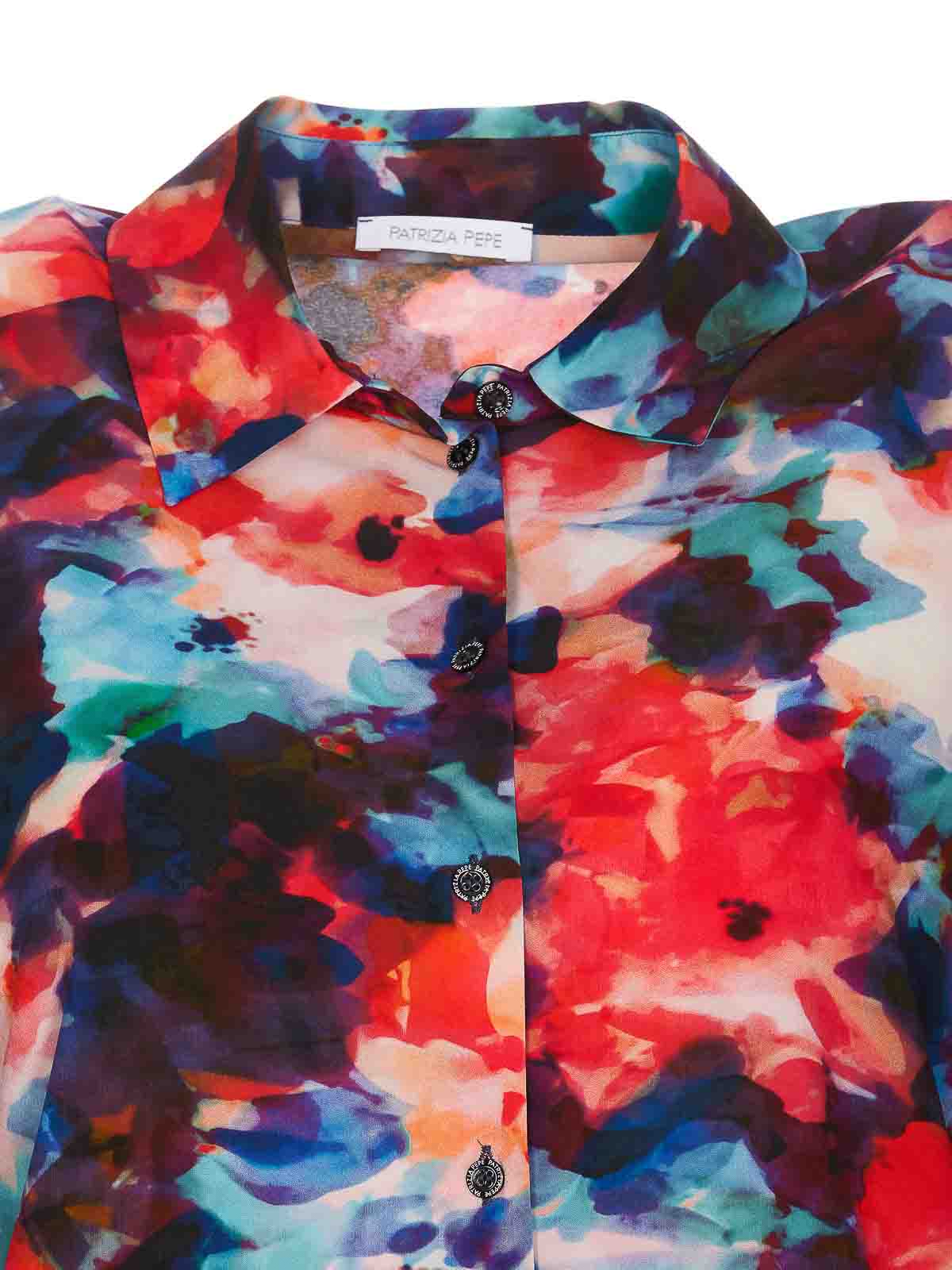 Shop Patrizia Pepe Multicolor Shirt Hybrid Flower Print In Multicolour
