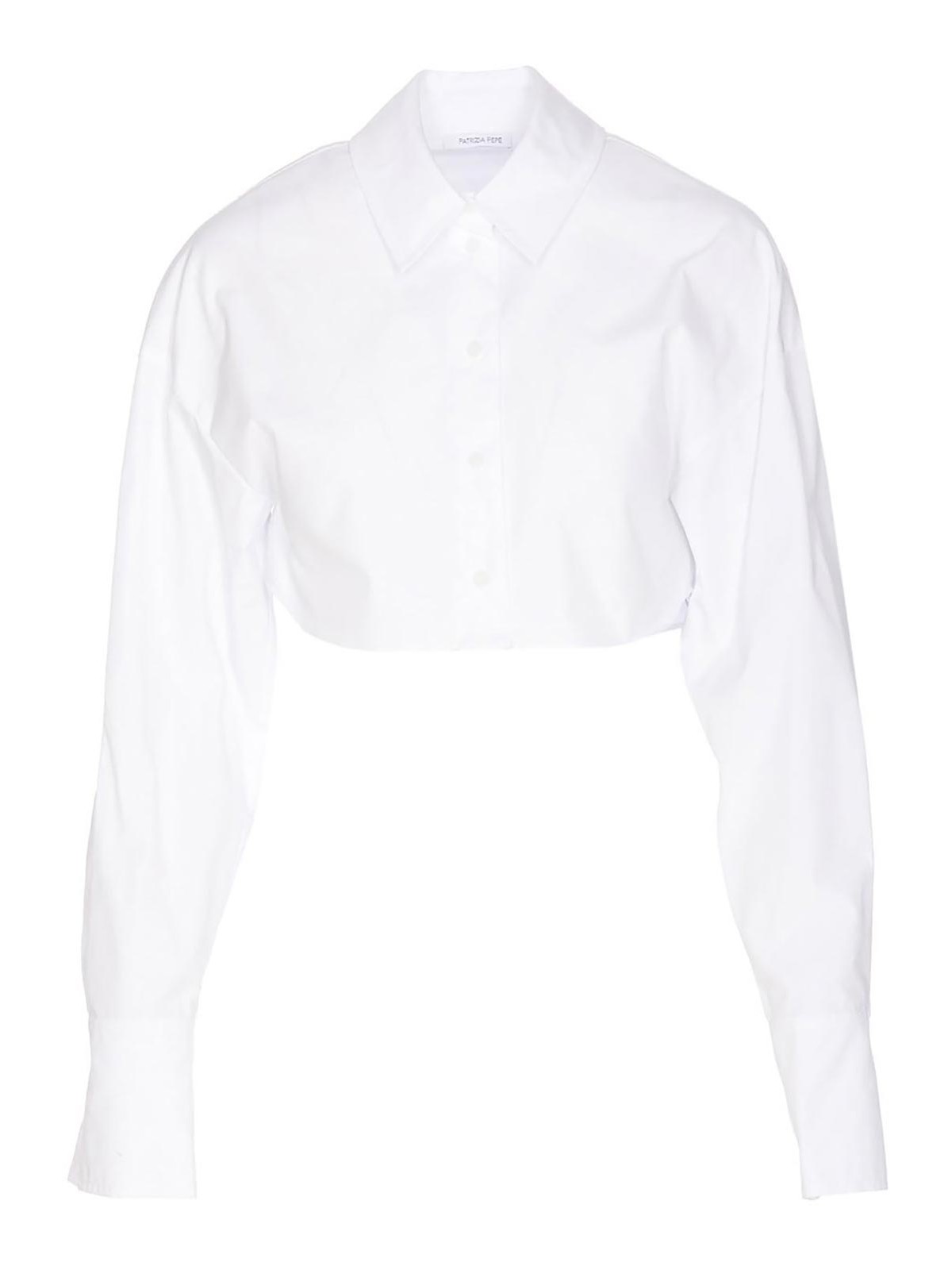 Shop Patrizia Pepe Essential Cropped Shirt In White